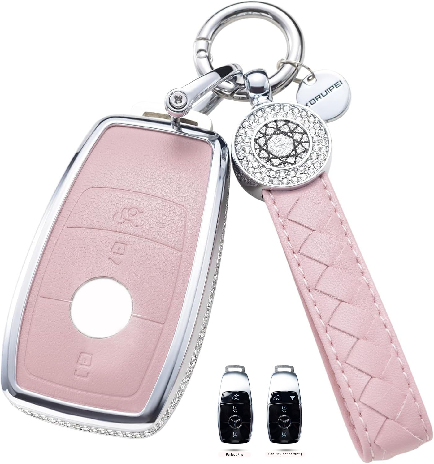 Key Fob Cover For Mercedes BENZ Metal-Diamond, Pink