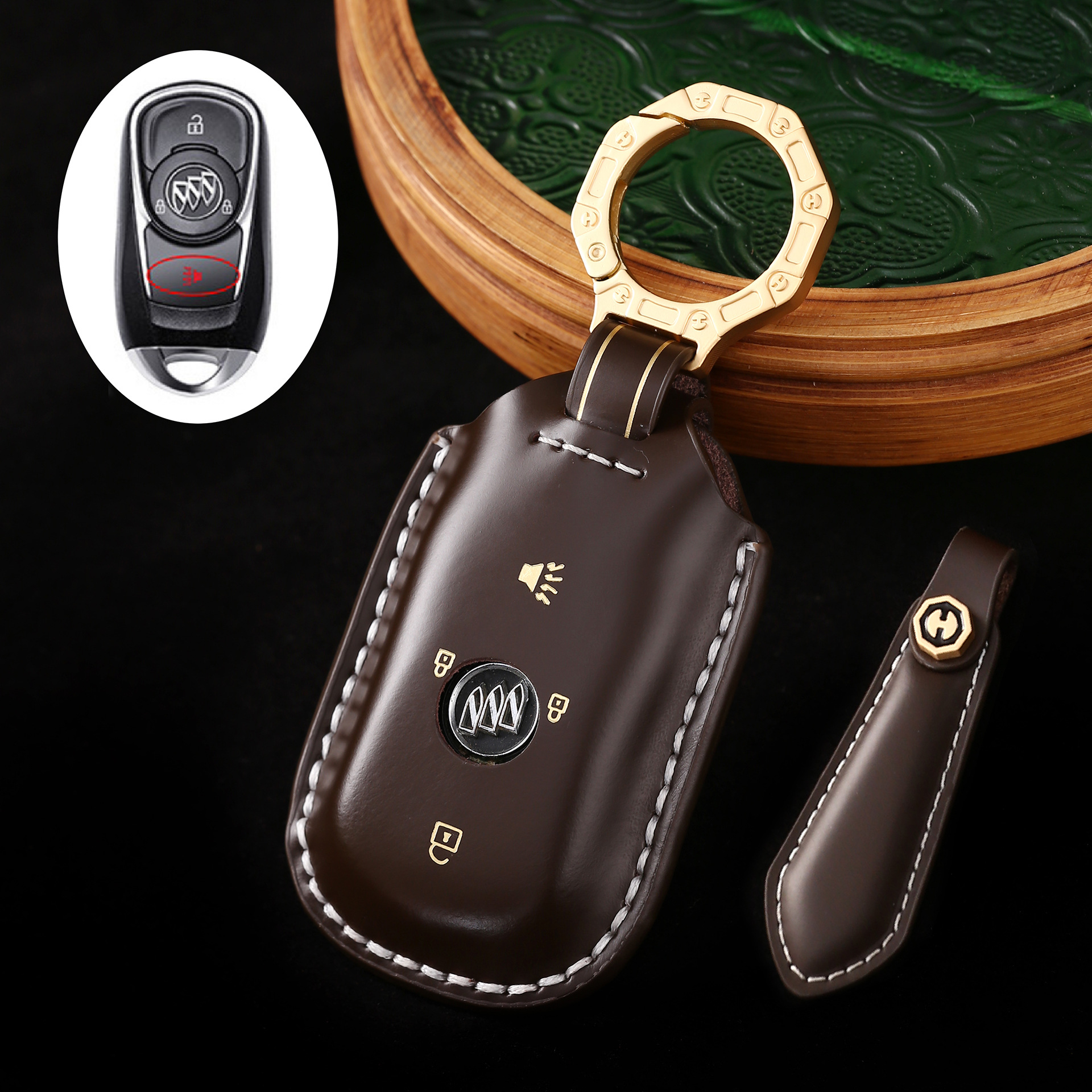 Key Fob Cover For Buick,Cordovan Leather