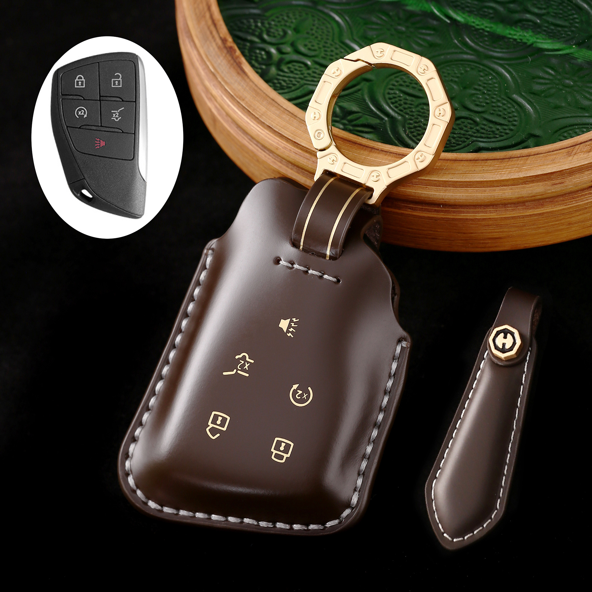 Key Fob Cover For Buick Encore,Cordovan Leather