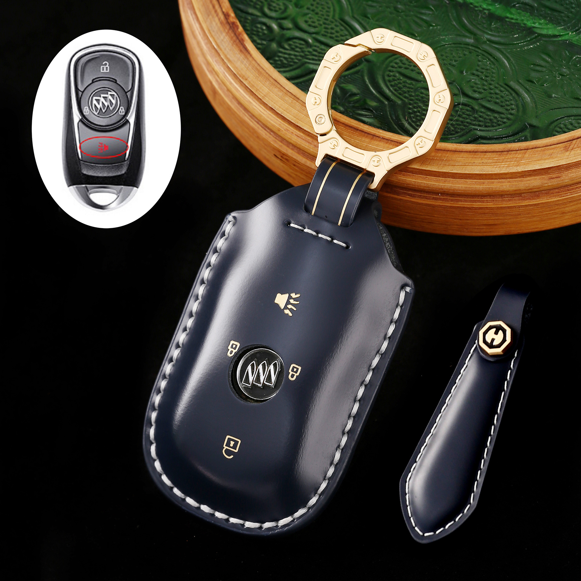Key Fob Cover For Buick,Cordovan Leather
