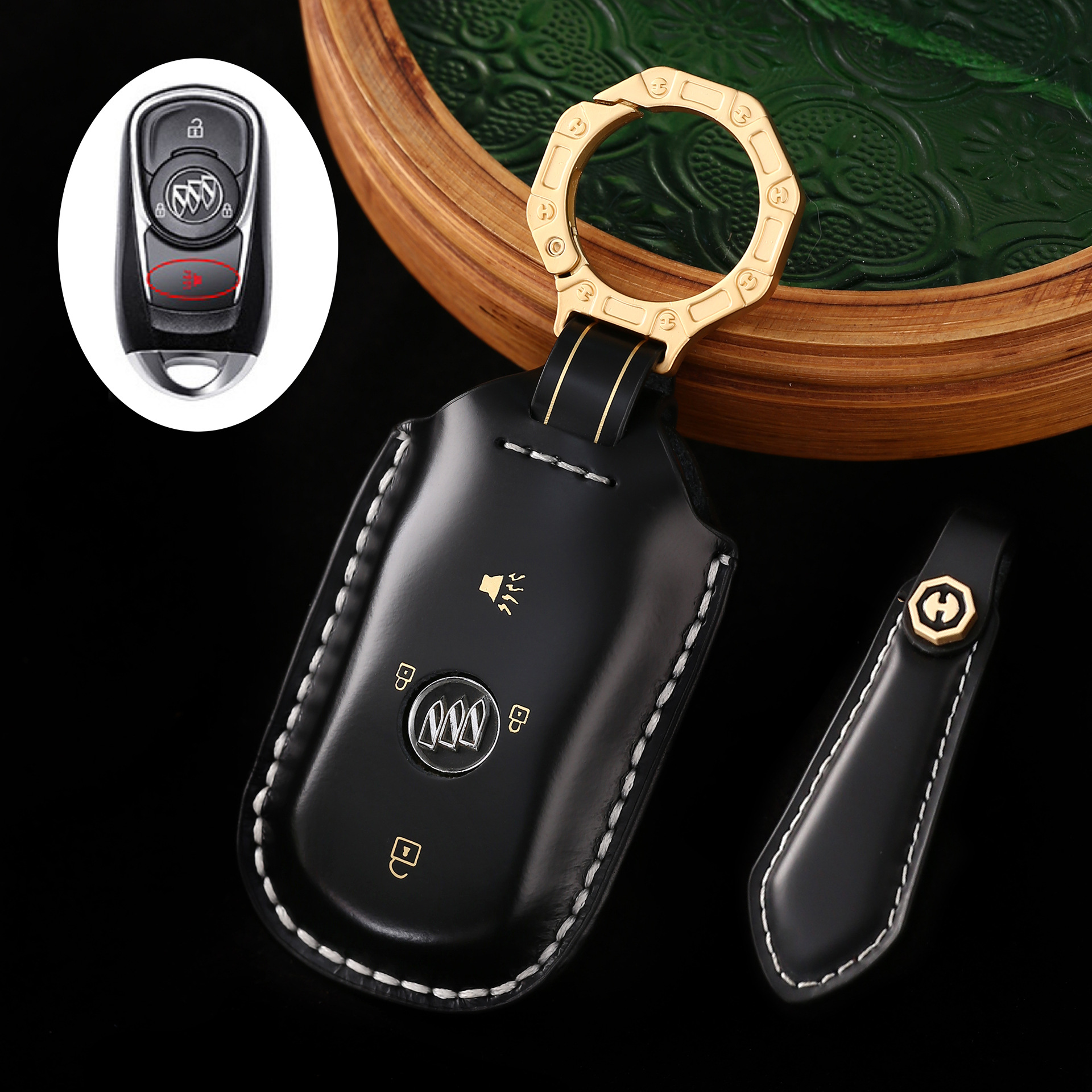 Key Fob Cover For Buick,Cordovan Leather
