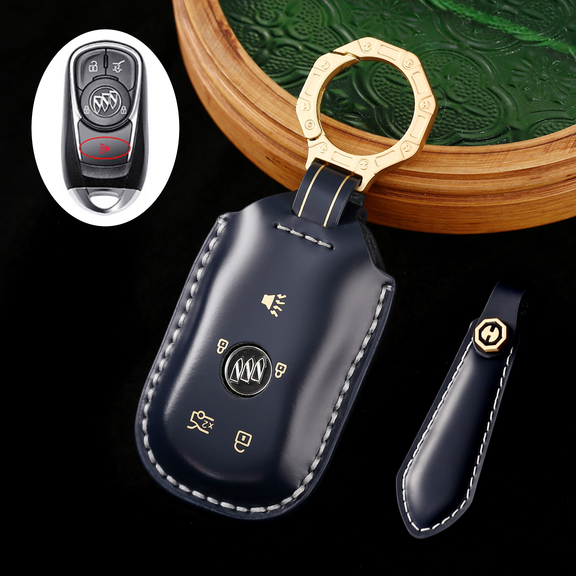 Key Fob Cover For Buick,Cordovan Leather