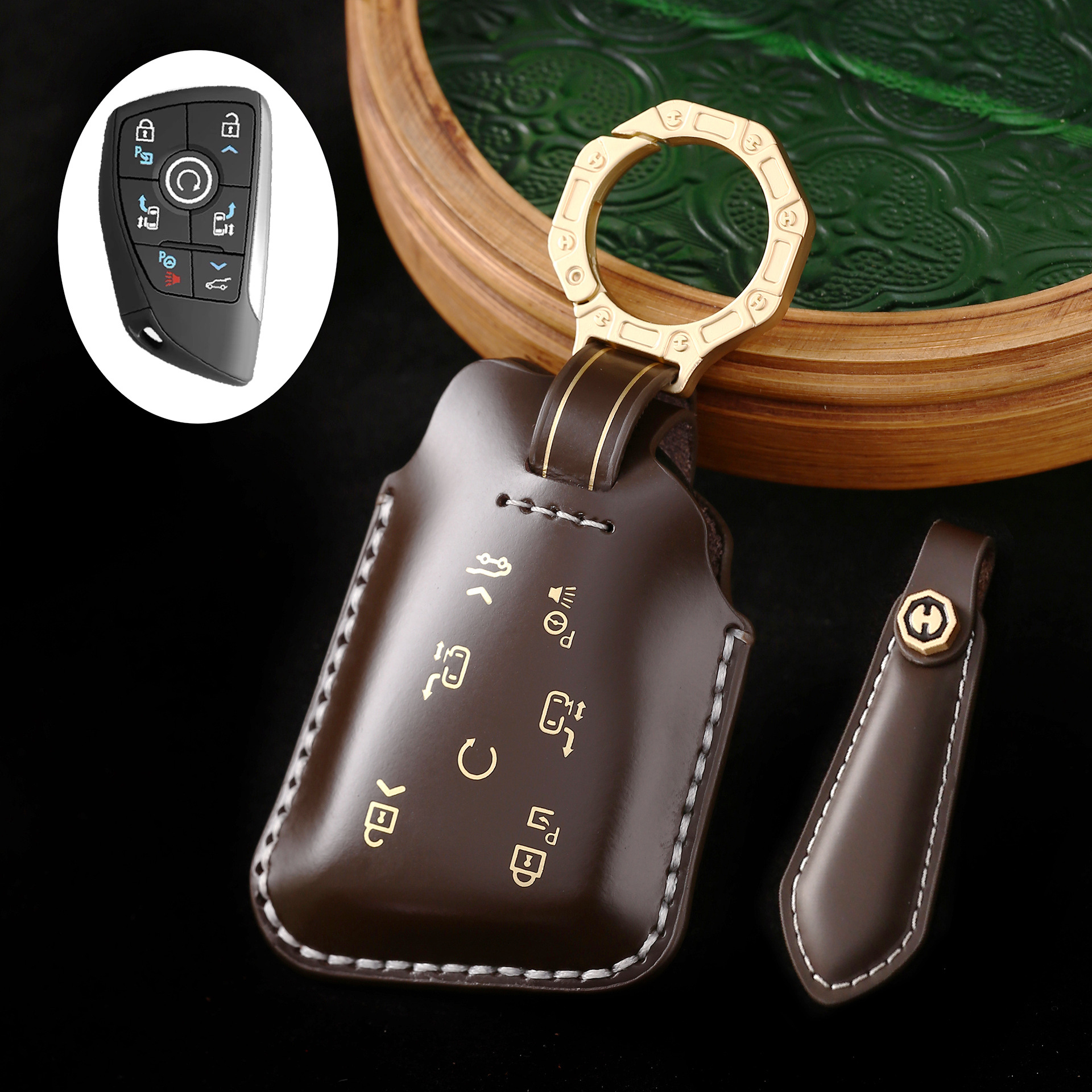 Key Fob Cover For Buick Encore,Cordovan Leather
