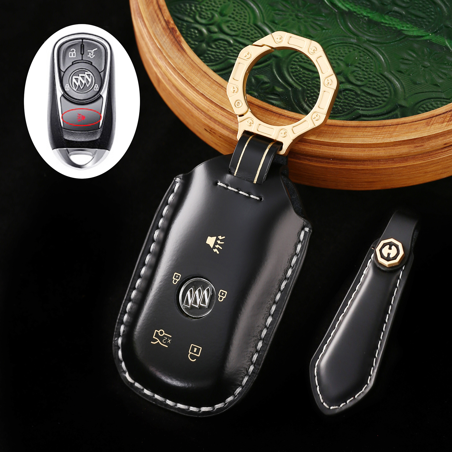 Key Fob Cover For Buick,Cordovan Leather