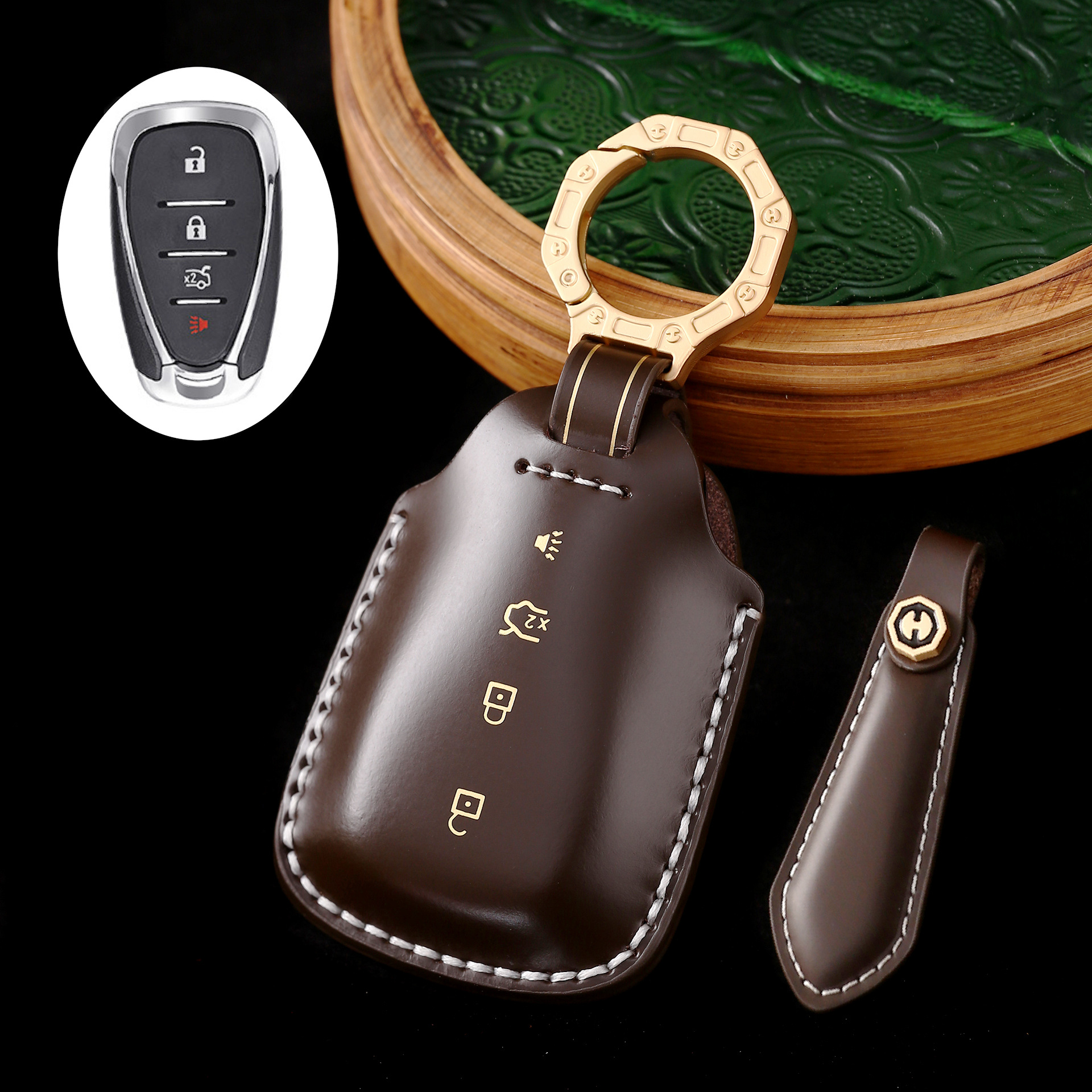Key Fob Cover For Chevy,Cordovan Leather