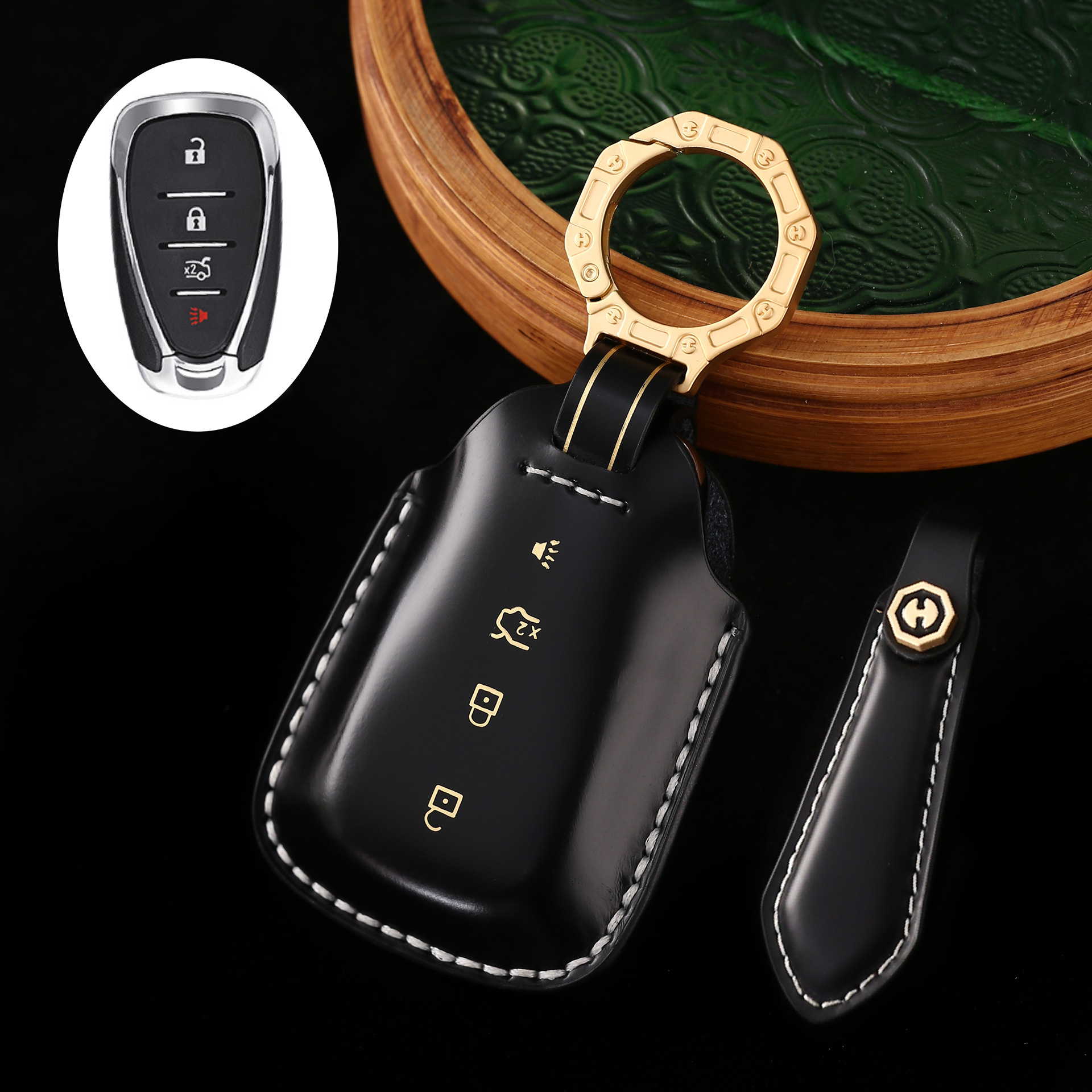 Key Fob Cover For Chevy,Cordovan Leather