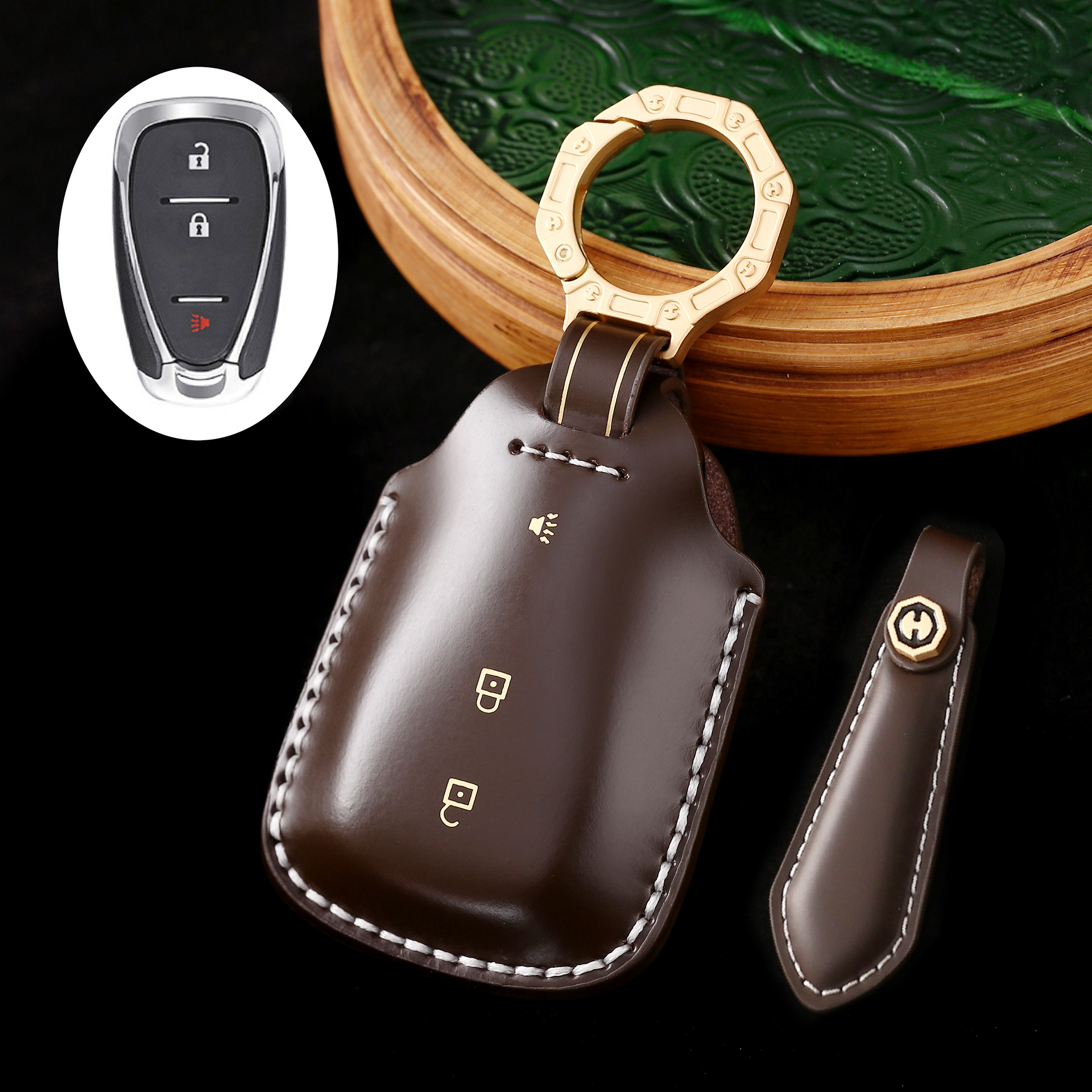 Key Fob Cover For Chevy,Cordovan Leather