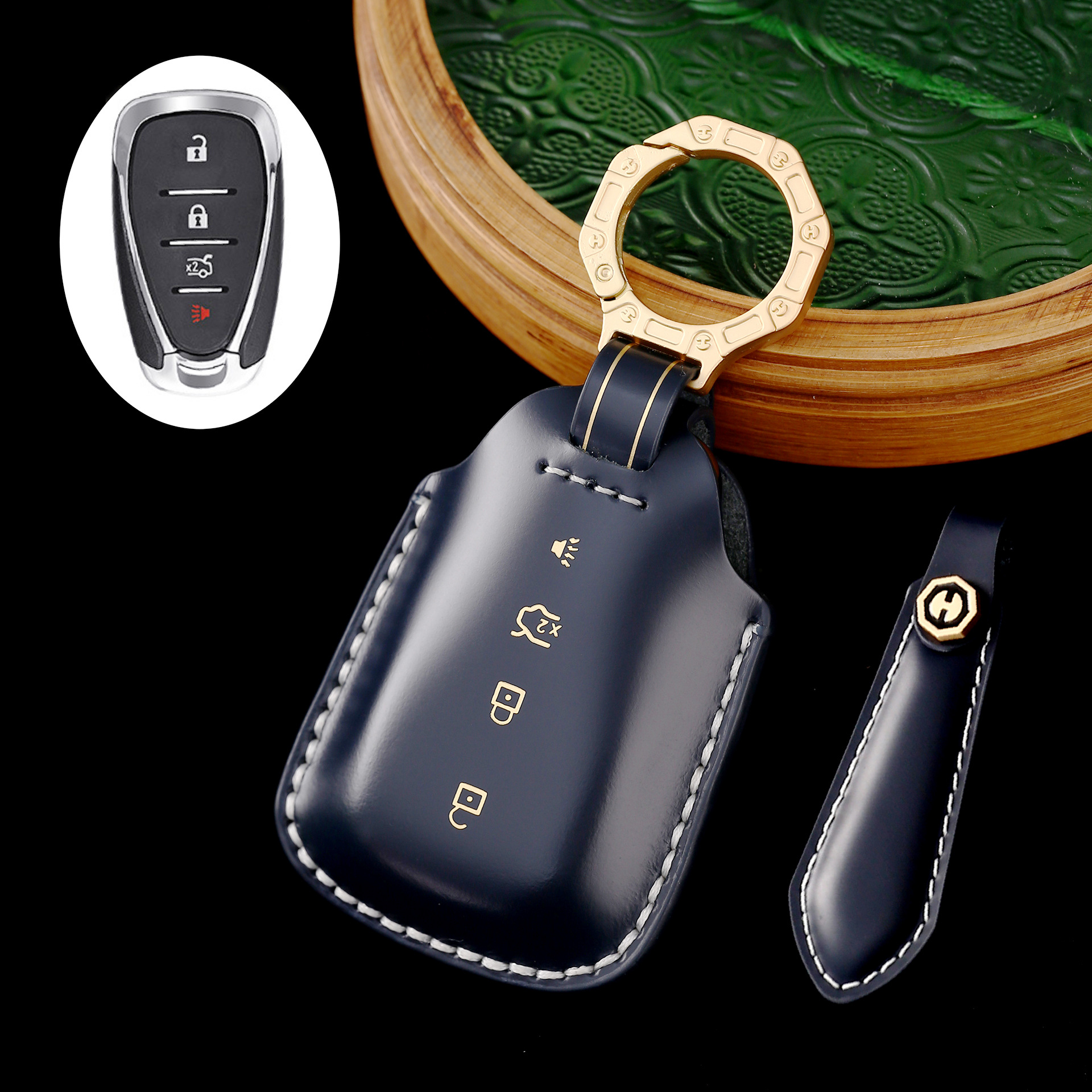 Key Fob Cover For Chevy,Cordovan Leather