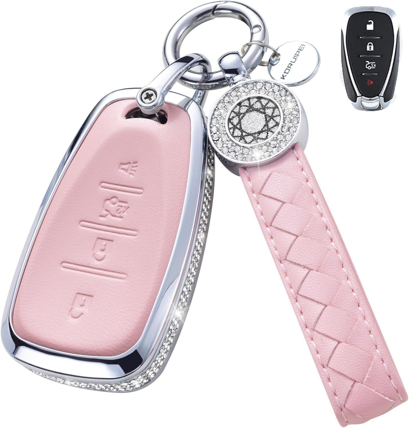 Key Fob Cover For Chevrolet Metal-Diamond, Pink