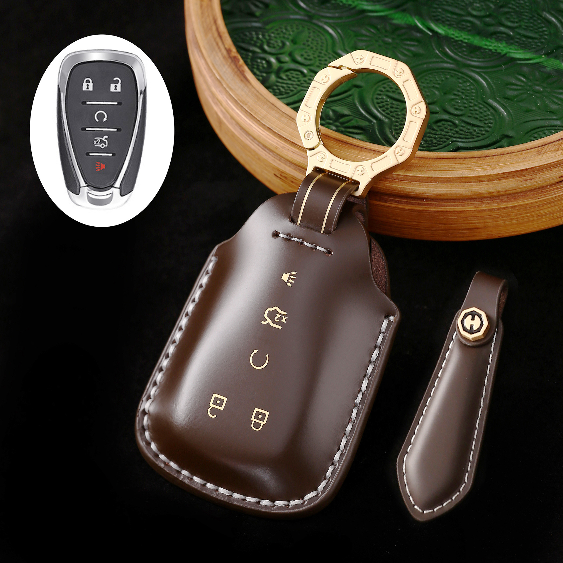 Key Fob Cover For Chevy,Cordovan Leather