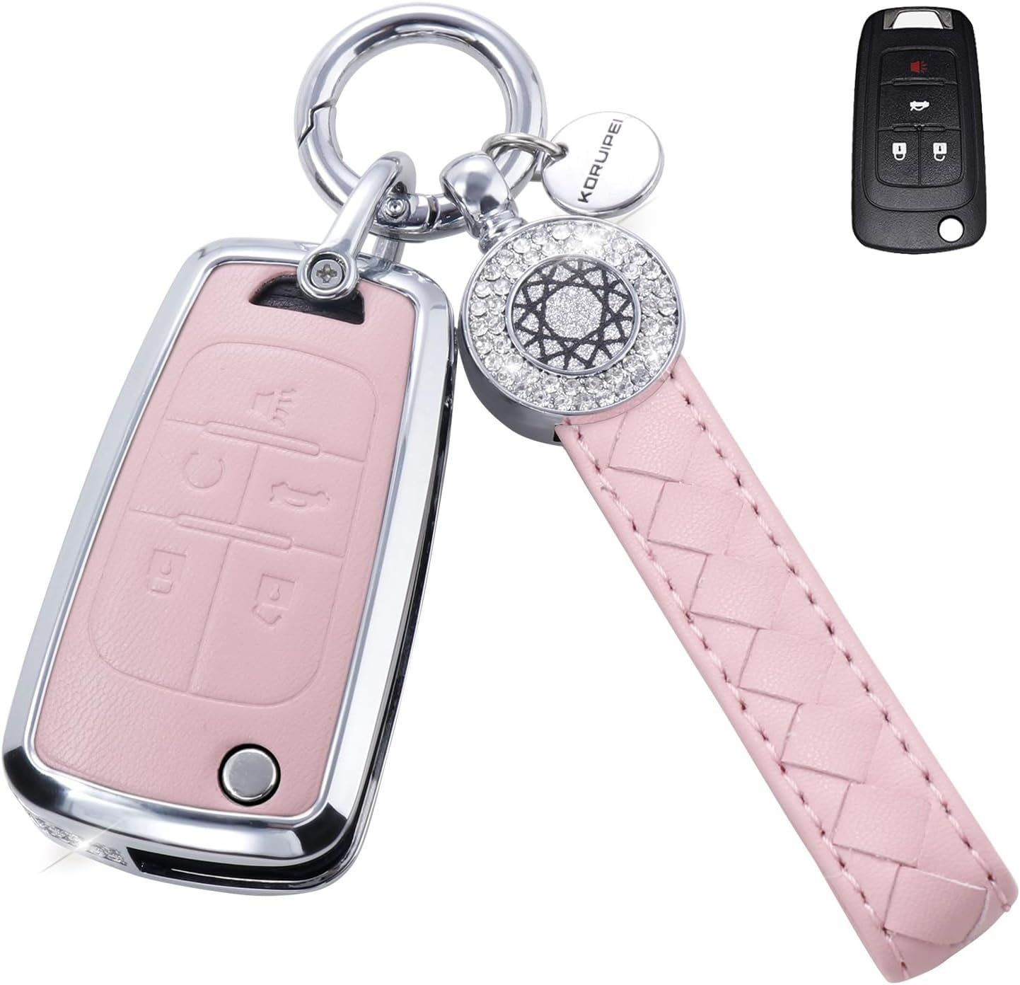 Key Fob Cover For Chevy Metal-Diamond, Pink