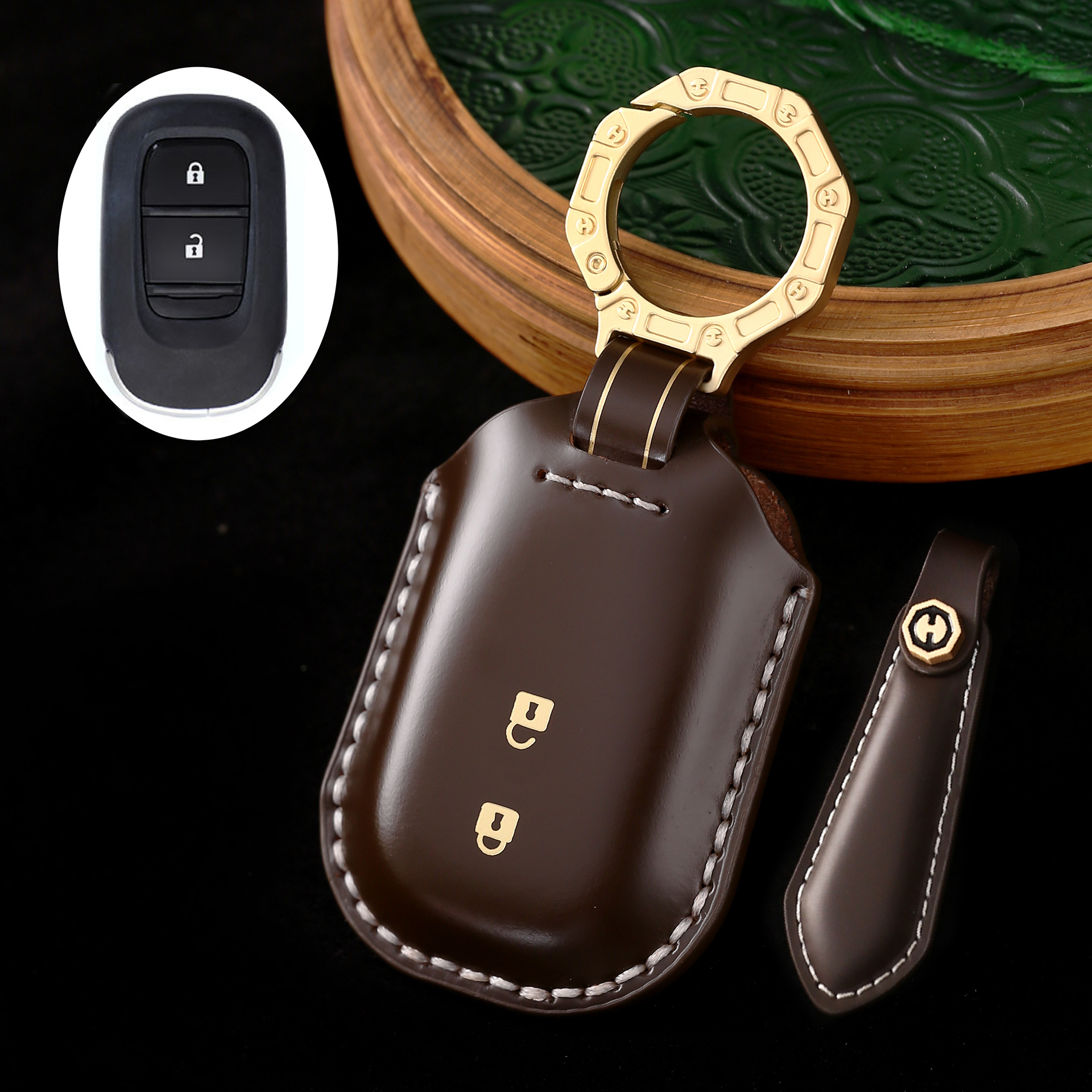 Key Fob Cover For Honda Fit,Cordovan Leather