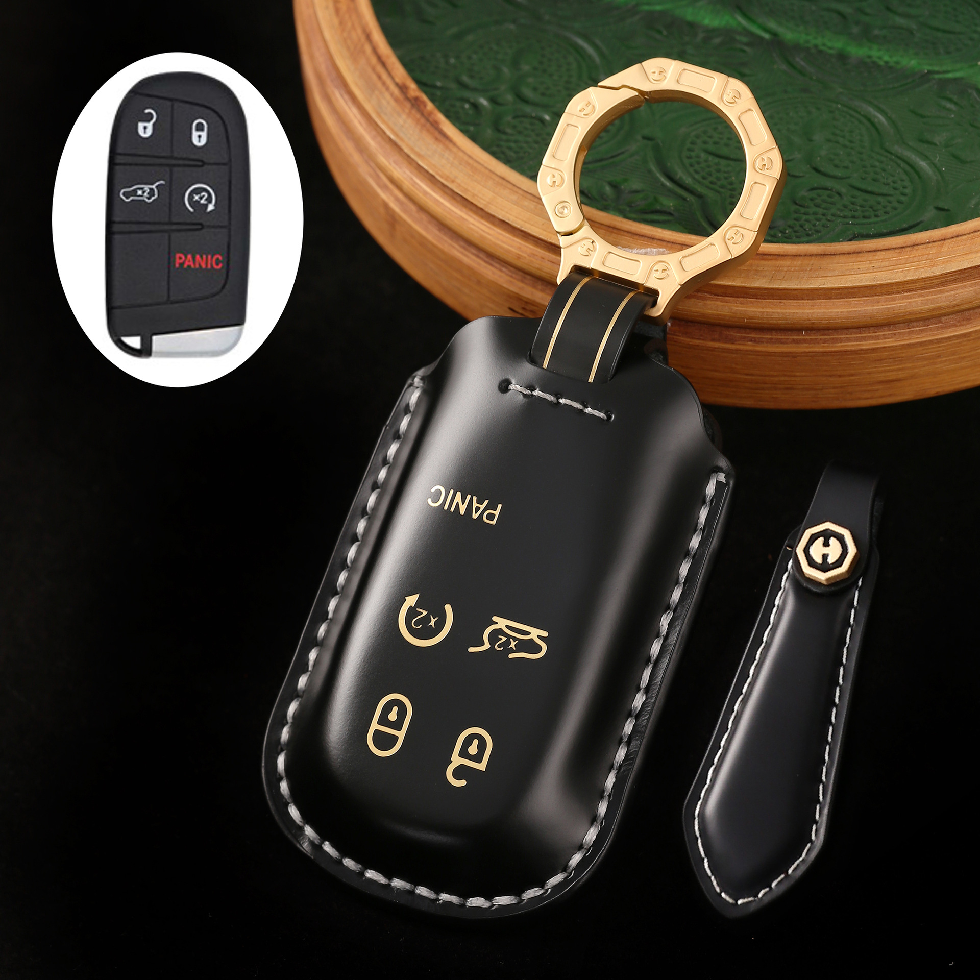 Key Fob Cover For Jeep,Cordovan Leather