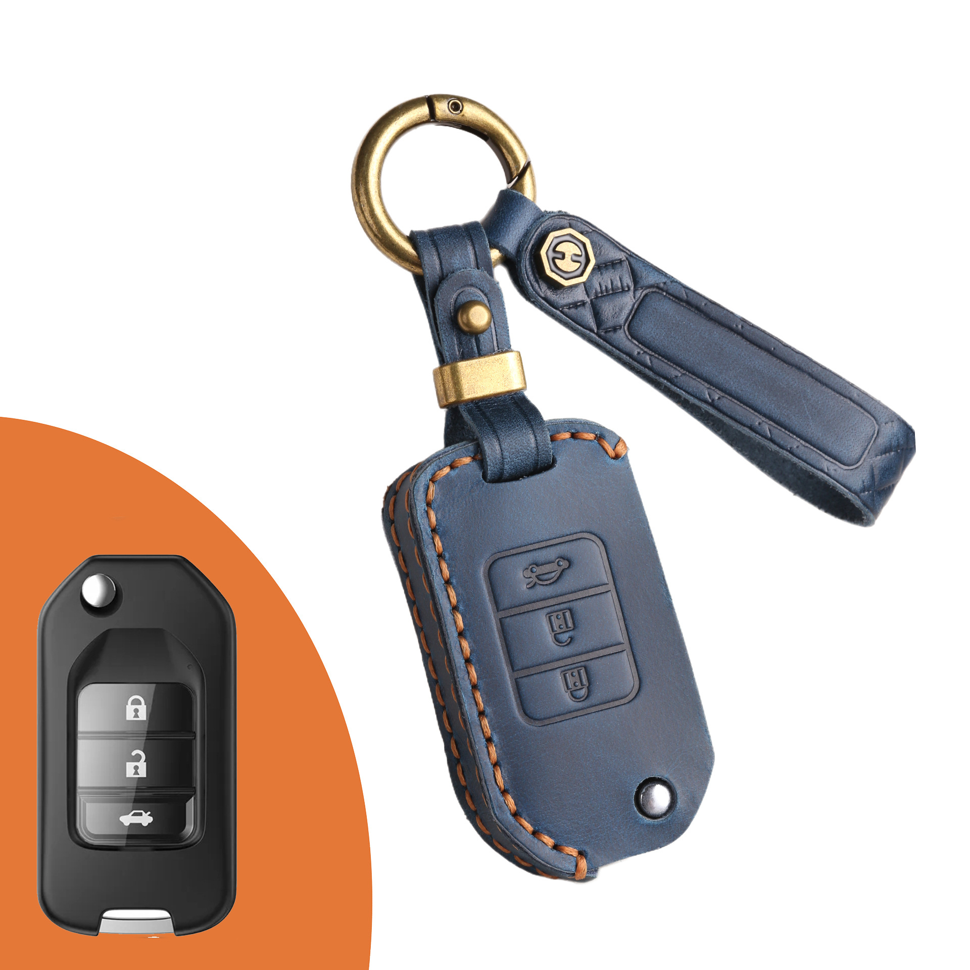 Key Fob Cover For Honda CRV,Crazy Horse Leather