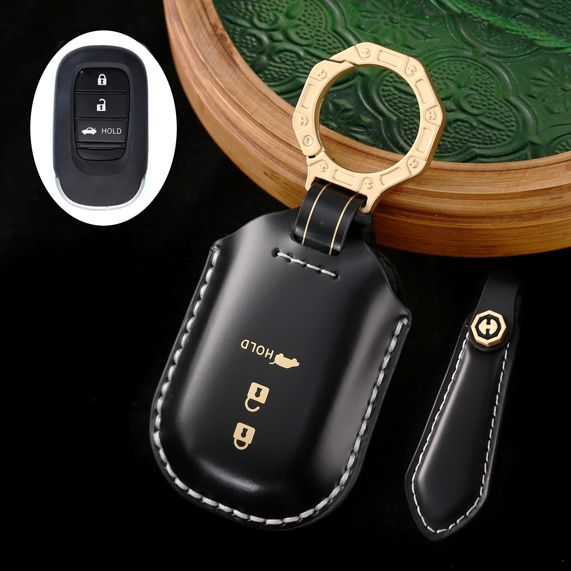 Key Fob Cover For Honda Fit,Cordovan Leather