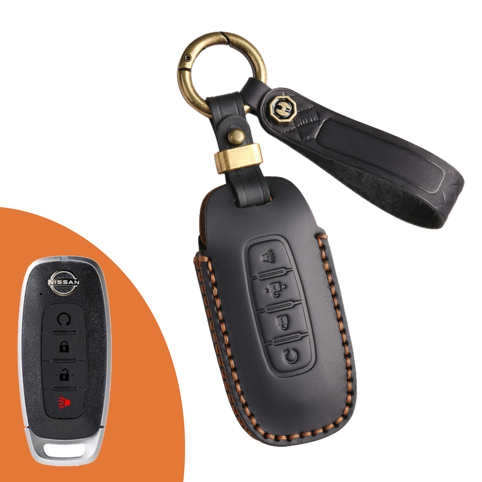 Key Fob Cover For Nissan Teana,Crazy Horse Leather