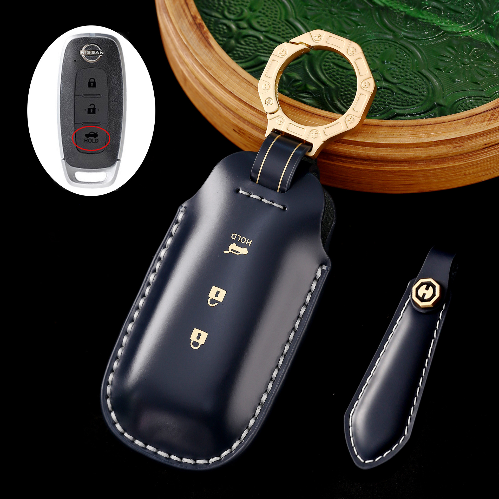 Key Fob Cover For Nissan Teana,Cordovan Leather