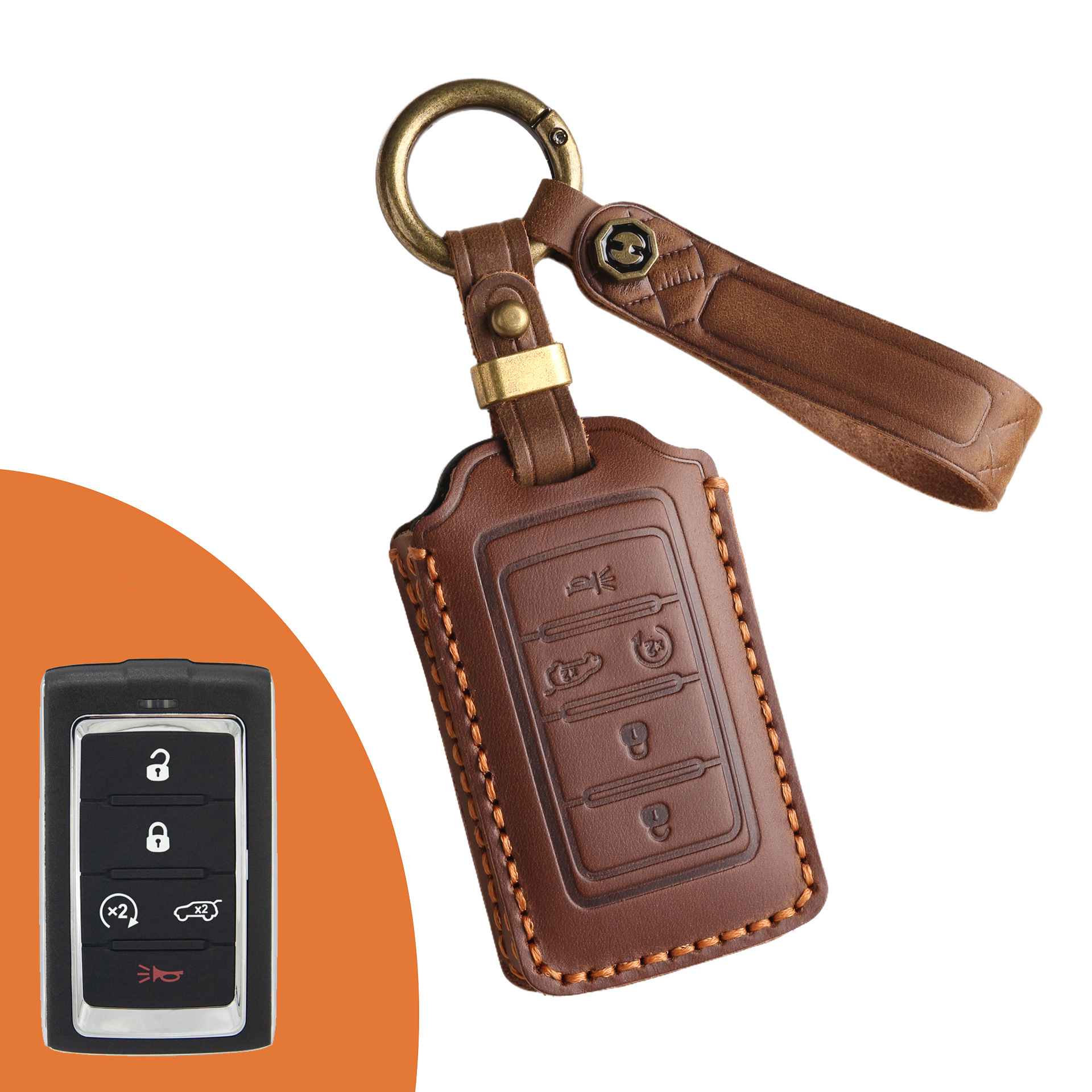Key Fob Cover For Jeep Wrangler,Crazy Horse Leather