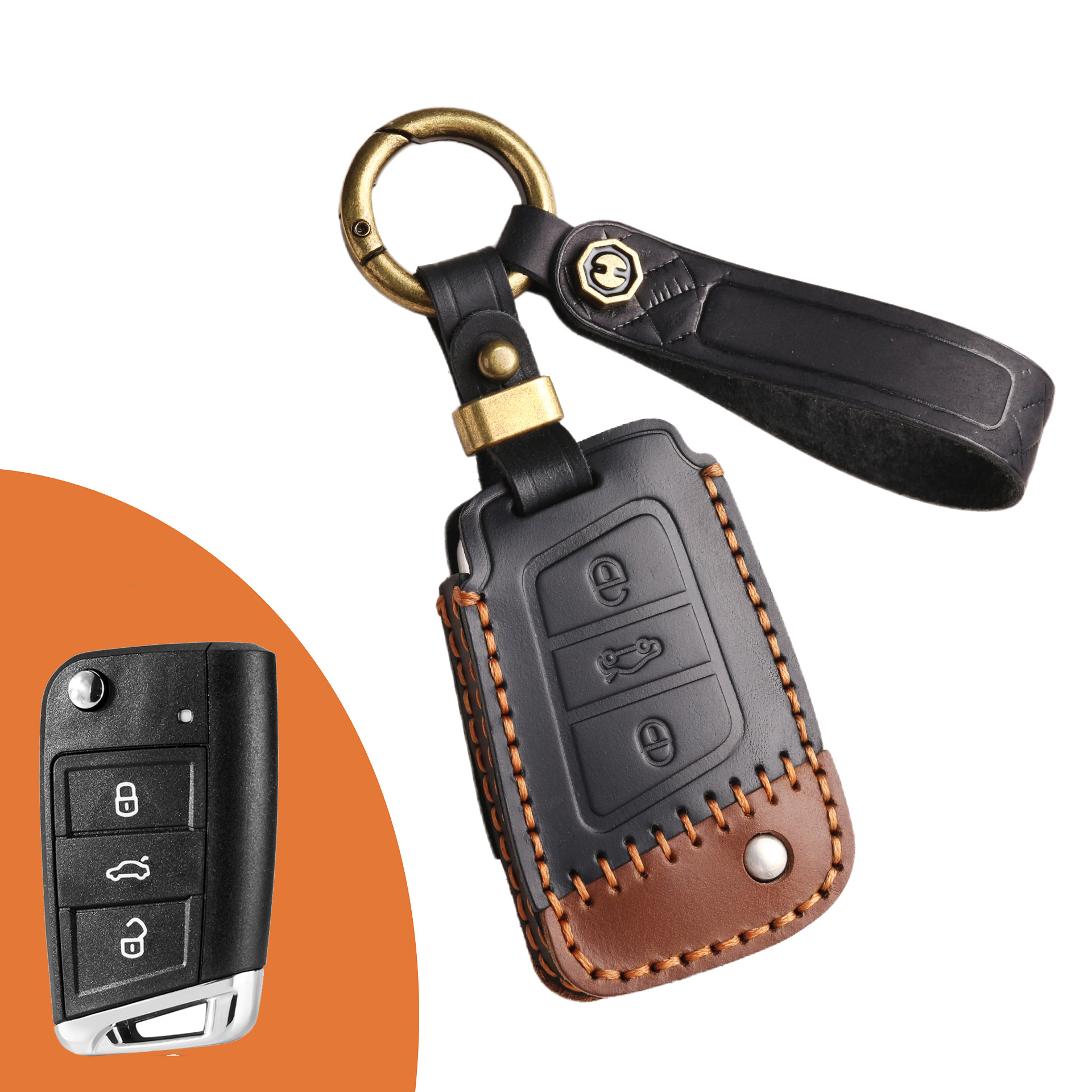 Key Fob Cover For Volkswagen Jetta,Crazy Horse Leather