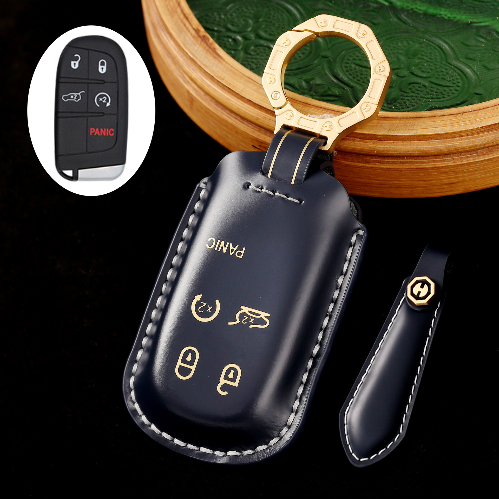 Key Fob Cover For Jeep,Cordovan Leather