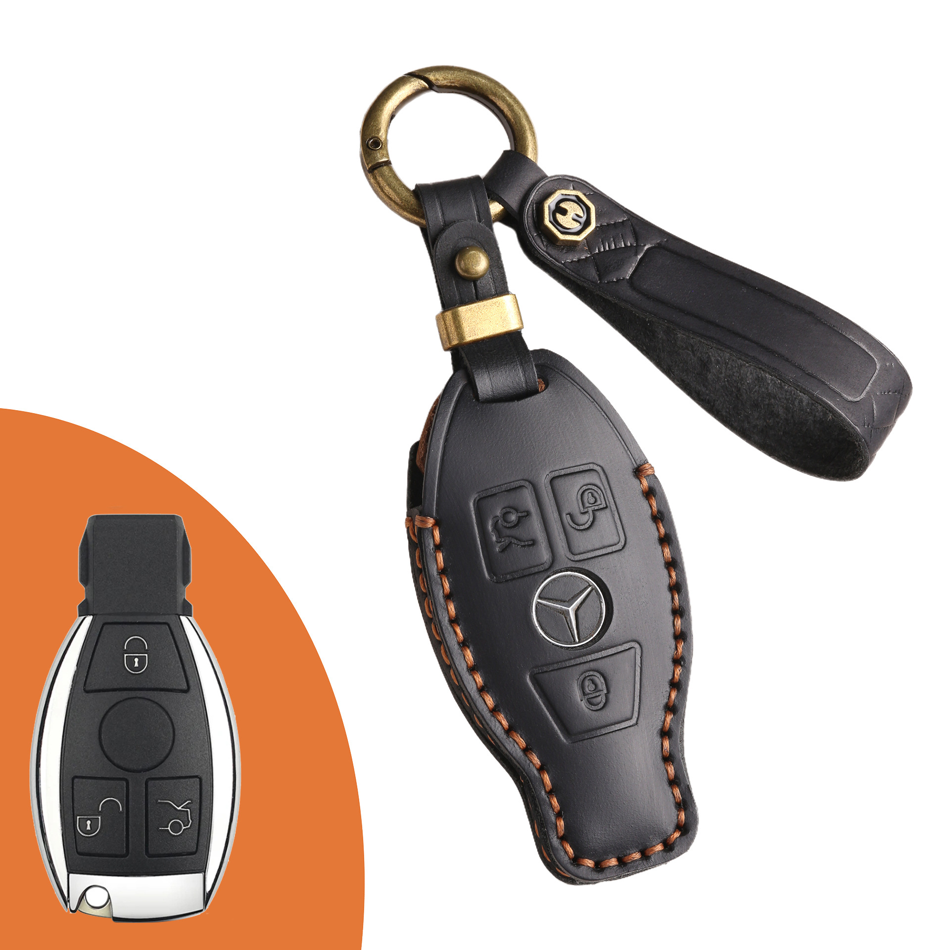 Key Fob Cover For Mercedes,Crazy Horse Leather