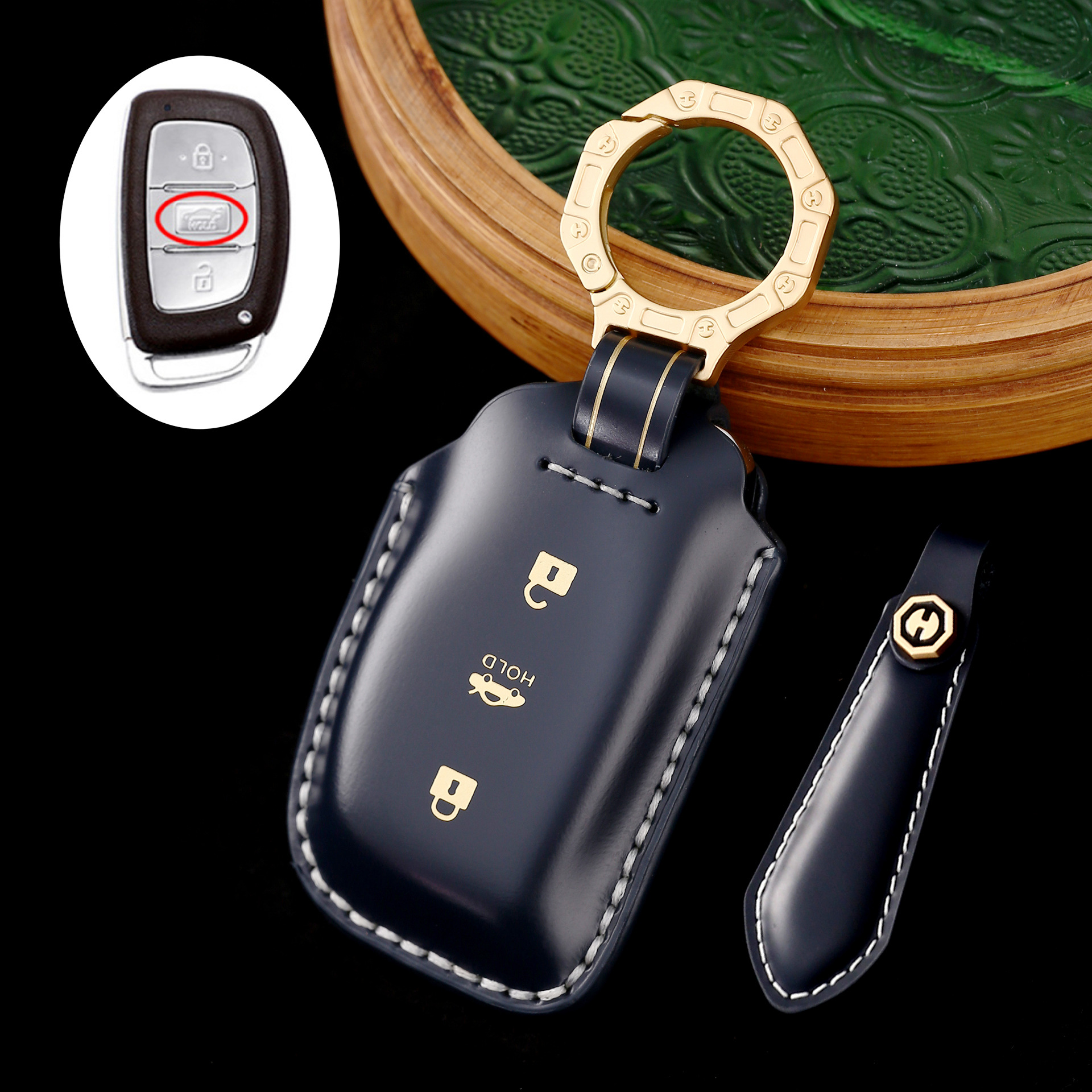 Key Fob Cover For Hyundai,Cordovan Leather