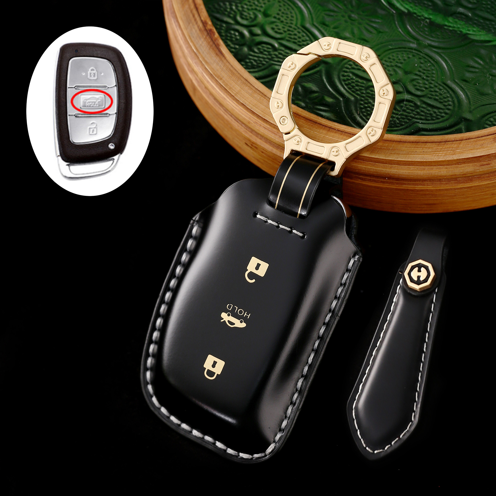 Key Fob Cover For Hyundai,Cordovan Leather