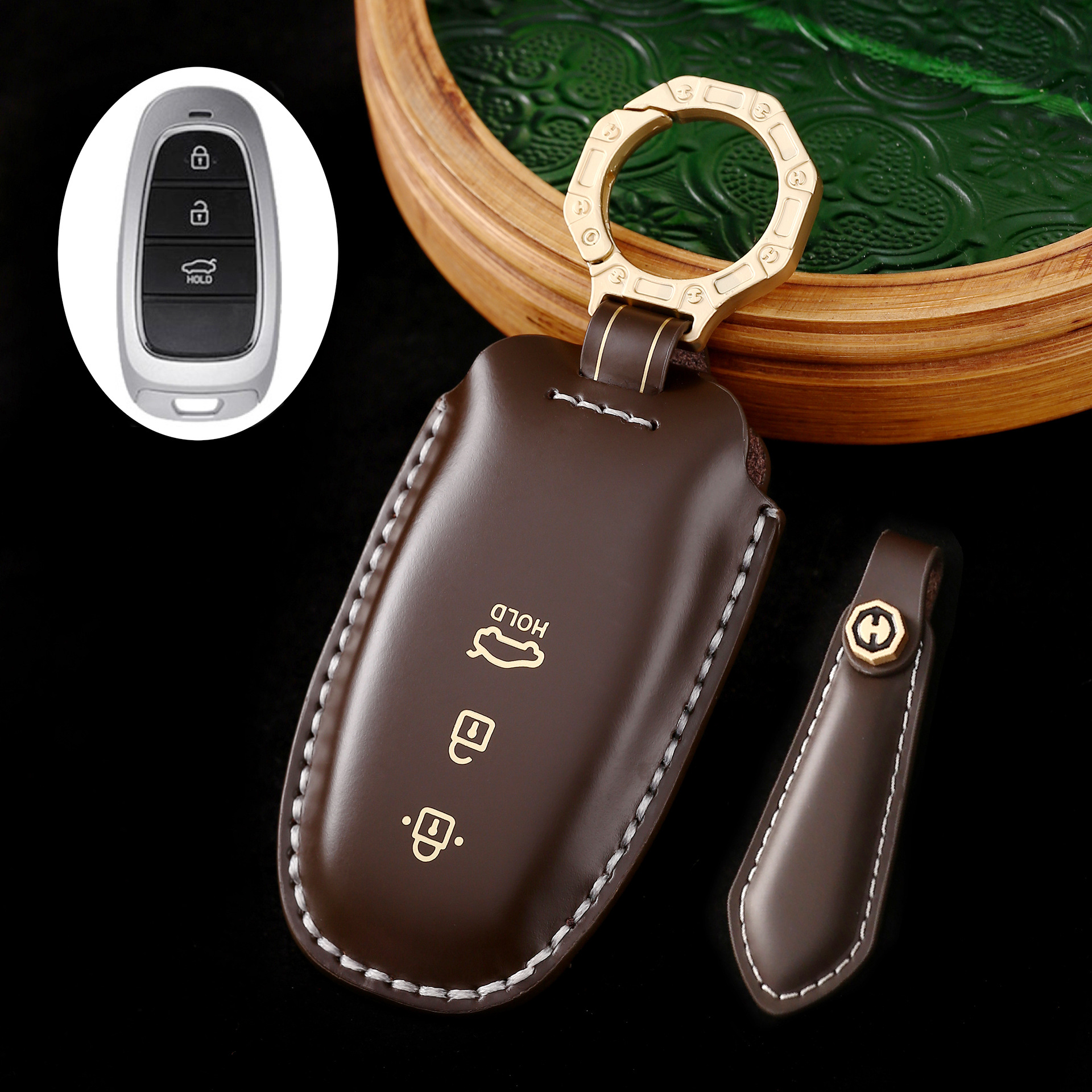 Key Fob Cover For Hyundai Sonata,Cordovan Leather