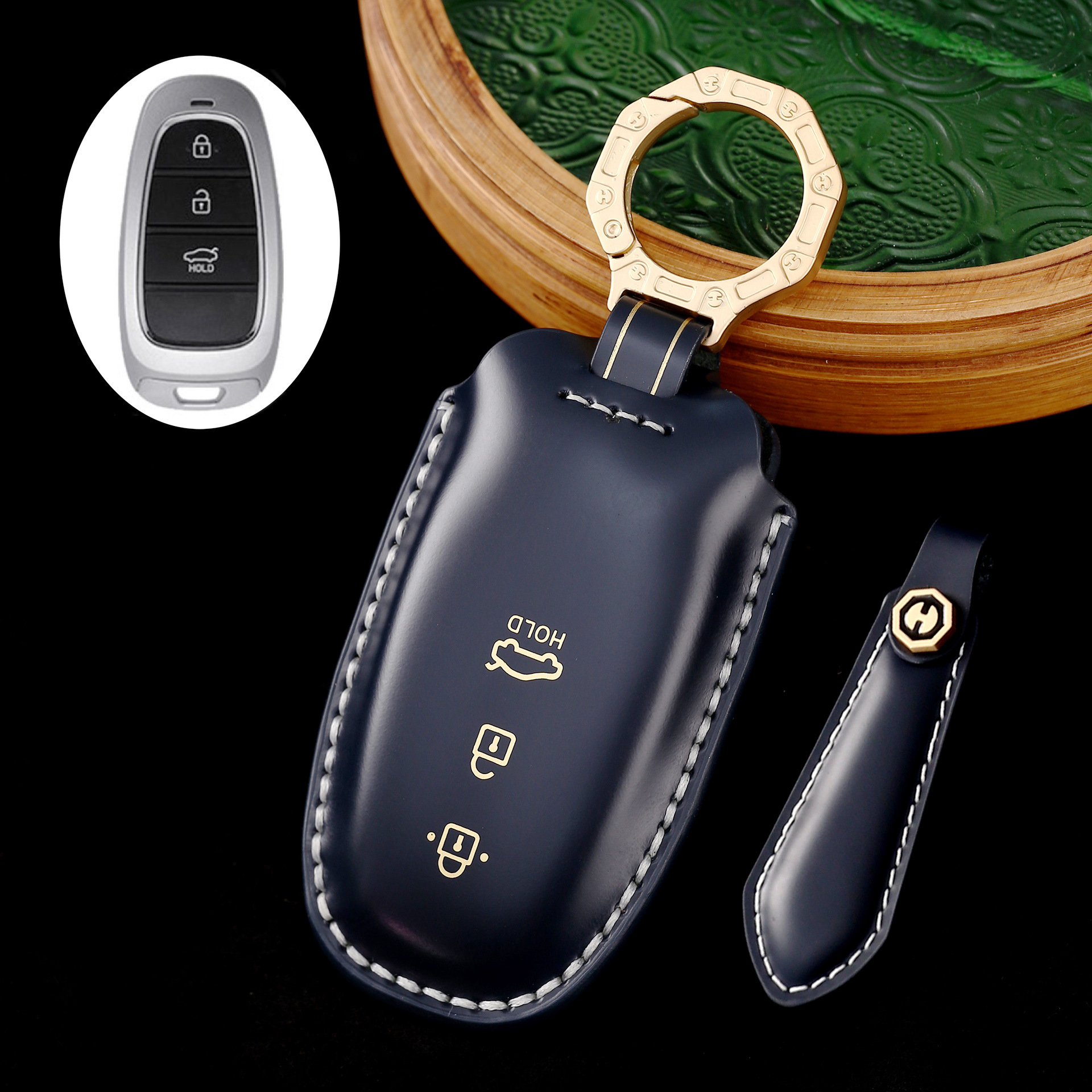 Key Fob Cover For Hyundai Sonata,Cordovan Leather