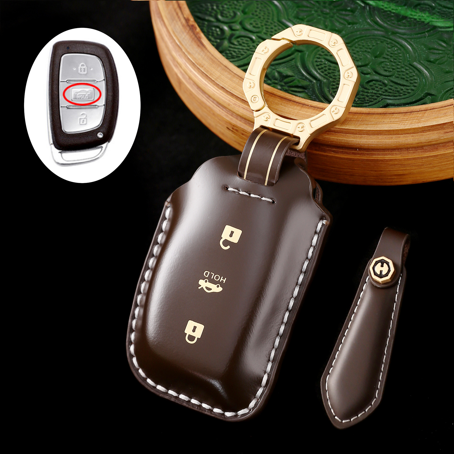 Key Fob Cover For Hyundai,Cordovan Leather