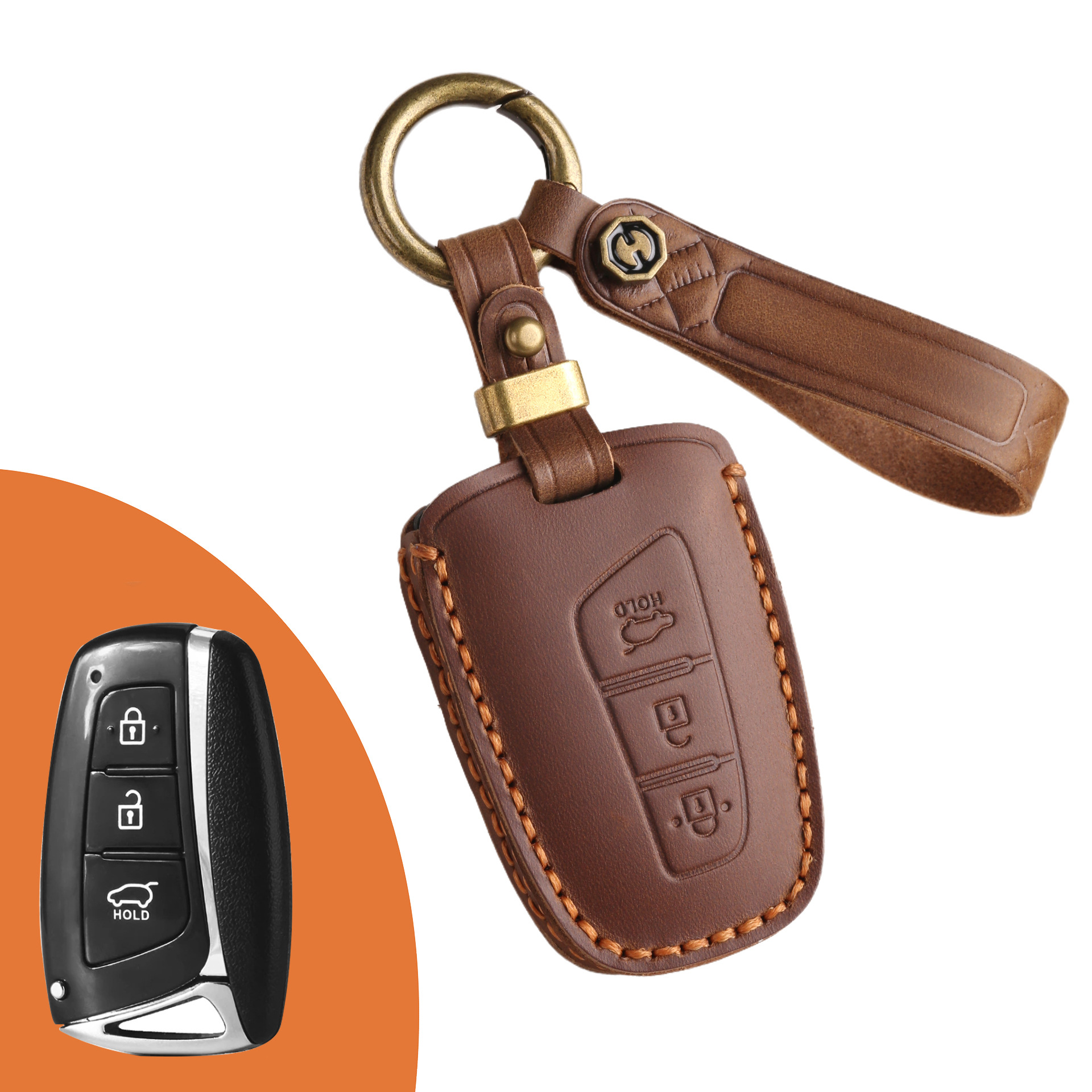 Key Fob Cover For Hyundai Tucson,Crazy Horse Leather
