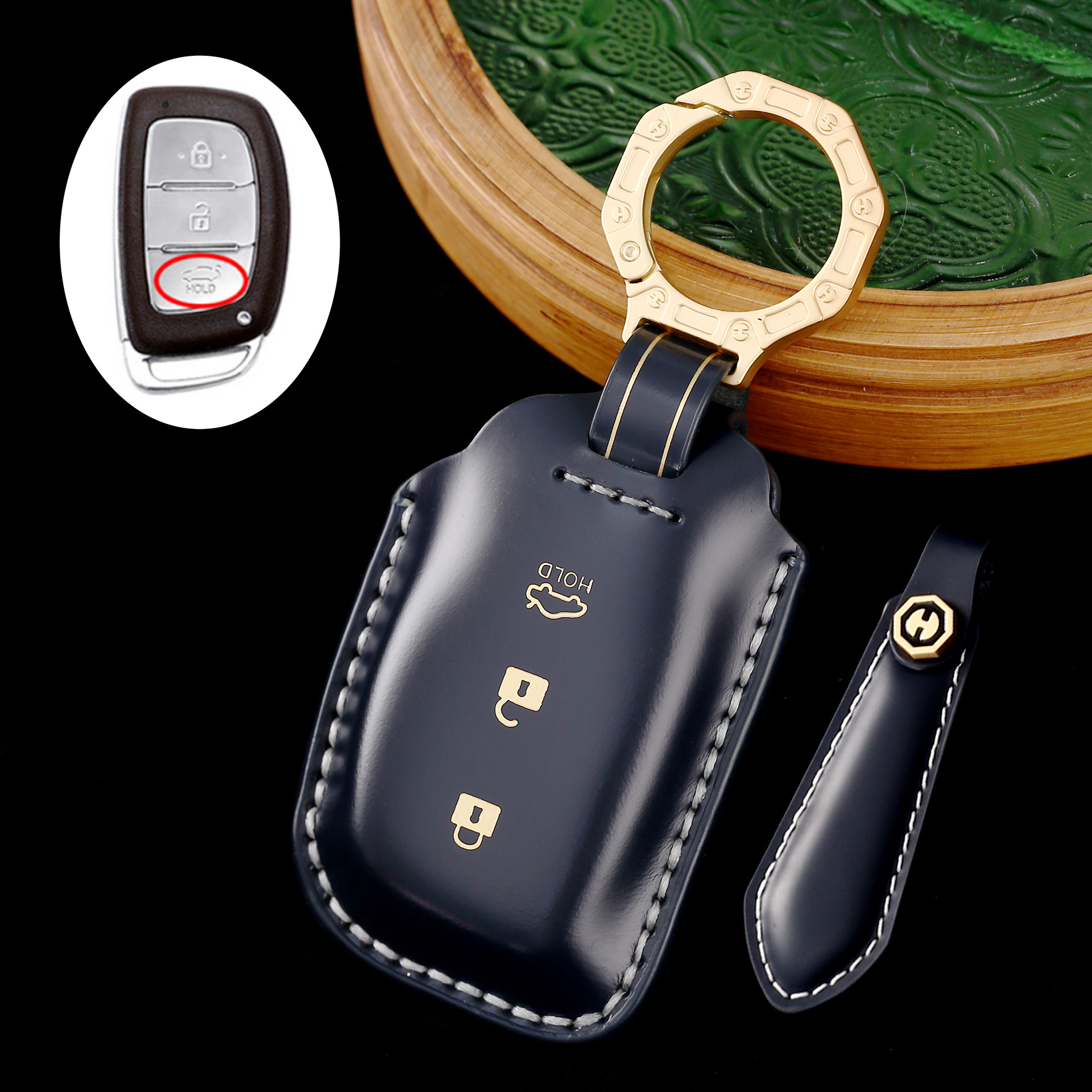 Key Fob Cover For Hyundai,Cordovan Leather