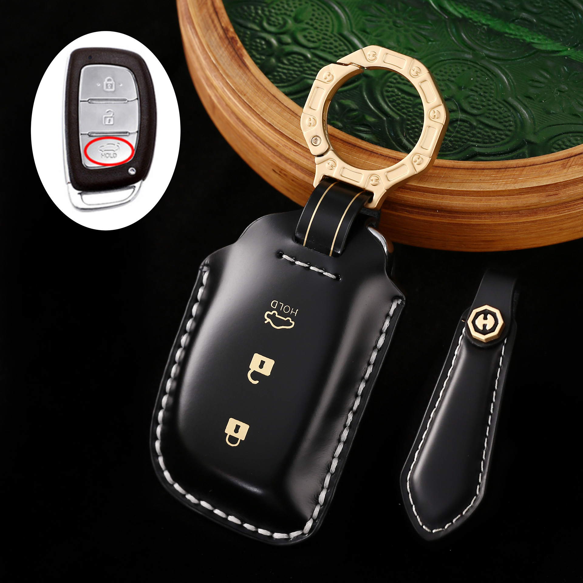 Key Fob Cover For Hyundai,Cordovan Leather
