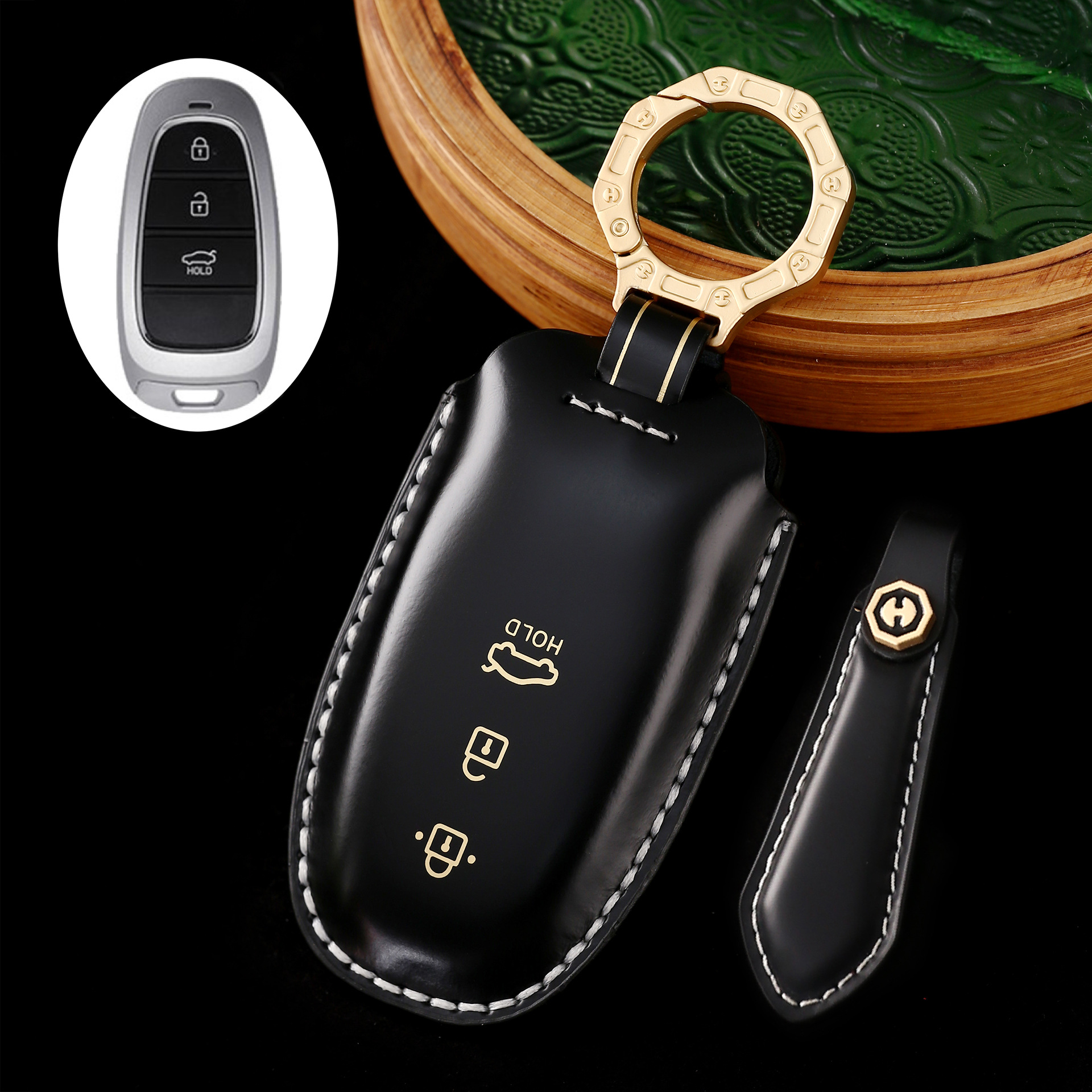 Key Fob Cover For Hyundai Sonata,Cordovan Leather