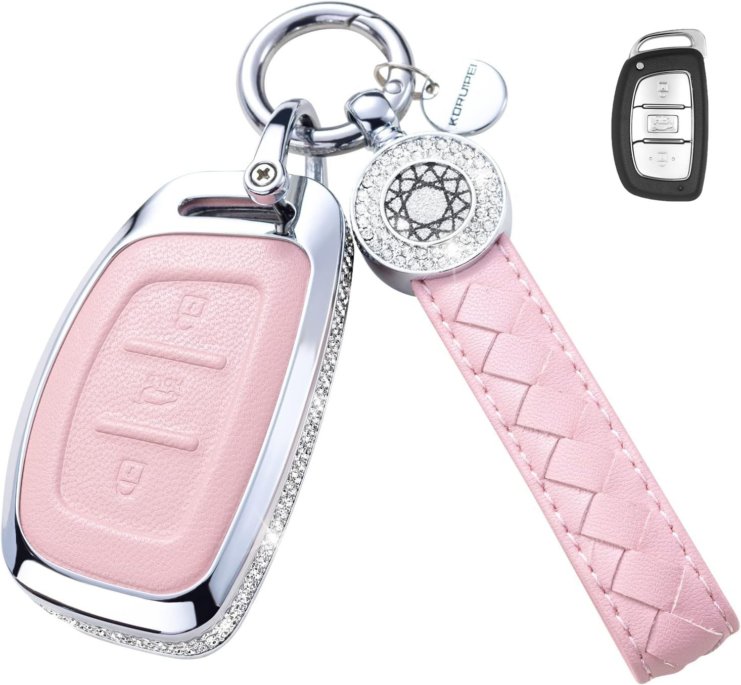 Key Fob Cover For Hyundai  Metal-Diamond, Pink