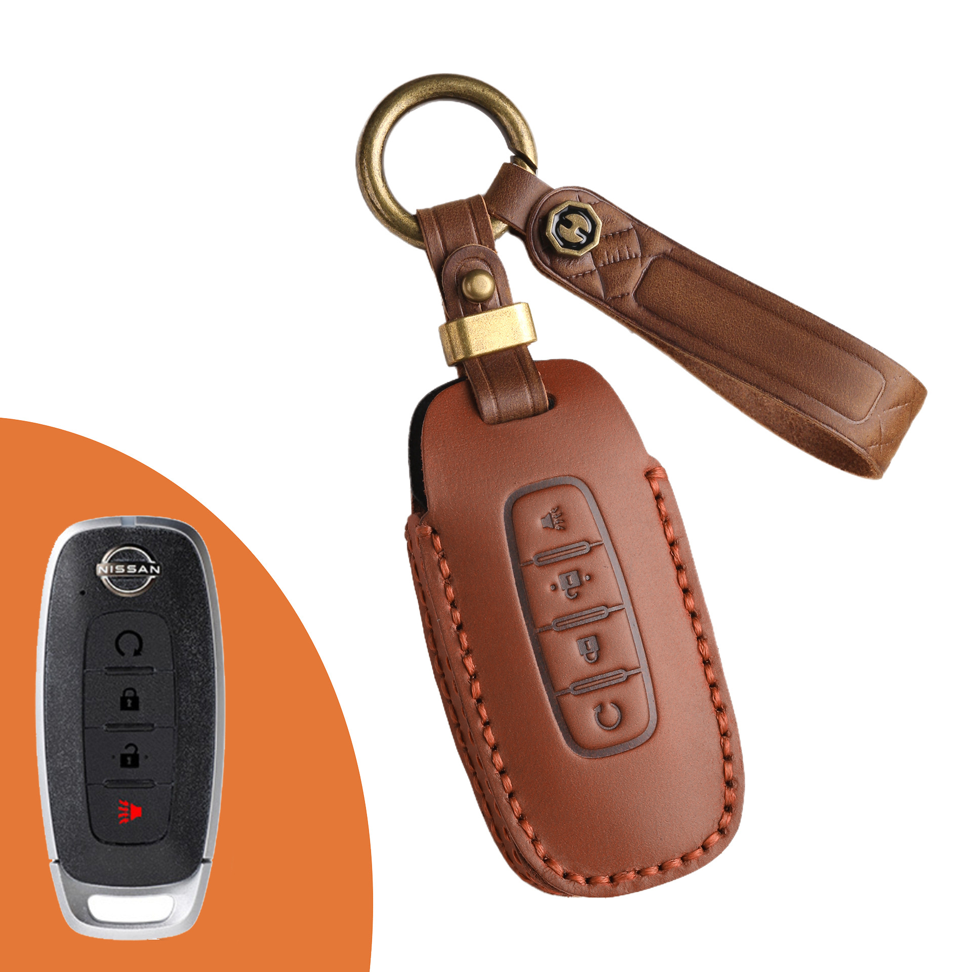 Key Fob Cover For Nissan Teana,Crazy Horse Leather