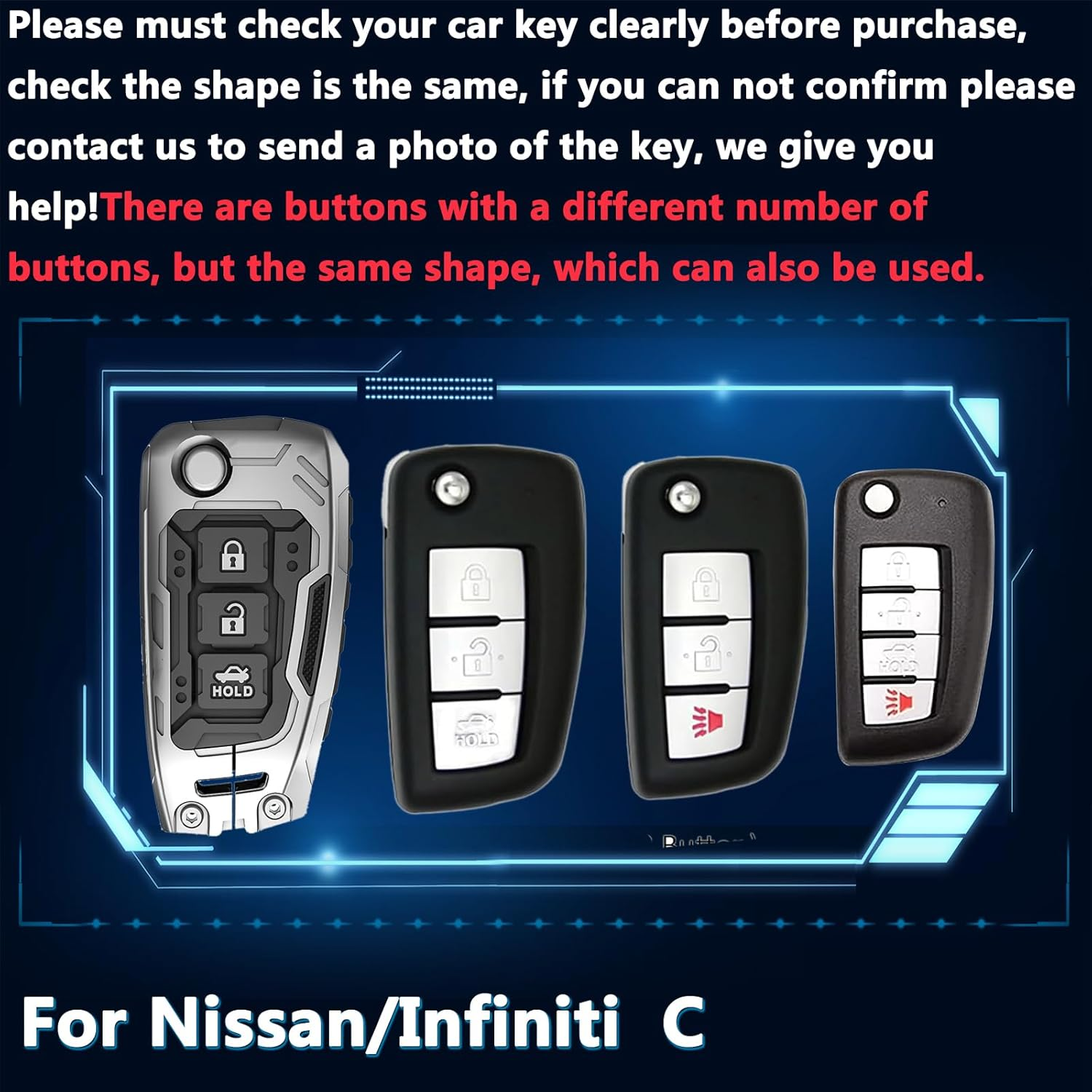 Key Fob Cover For Nissan Altima,Metal-Mecha