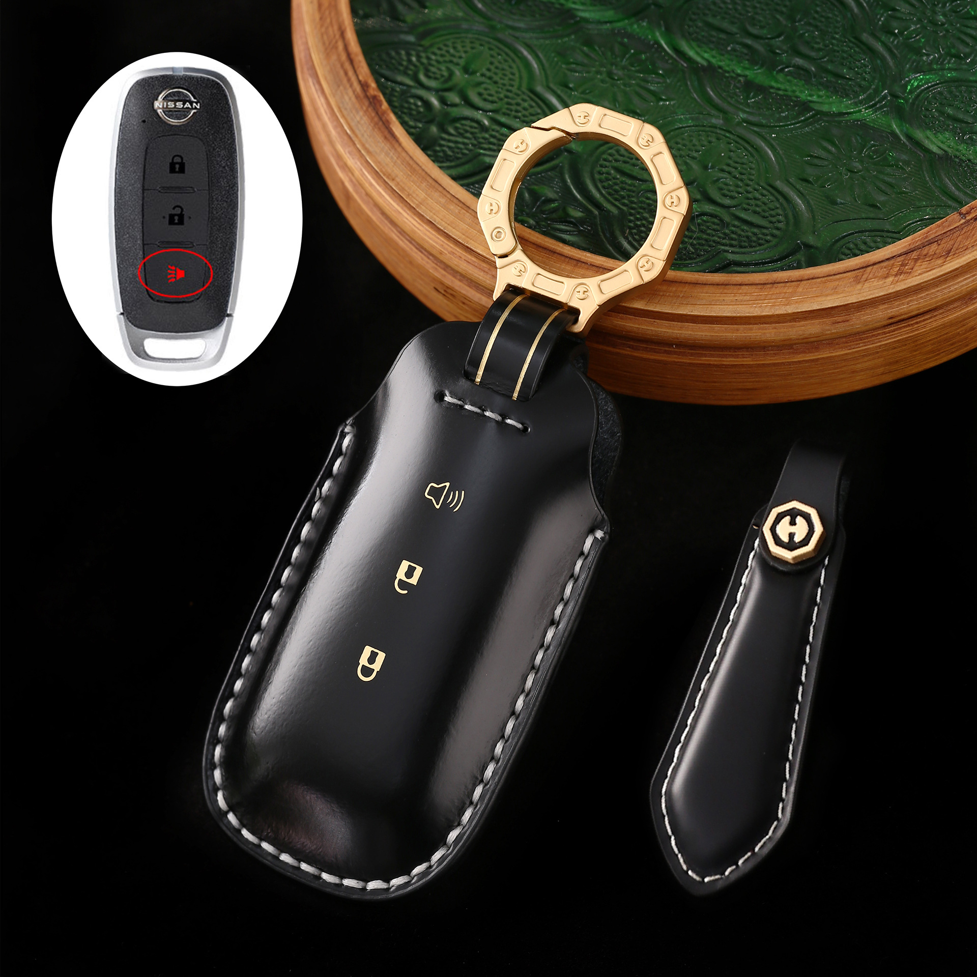 Key Fob Cover For Nissan Teana,Cordovan Leather