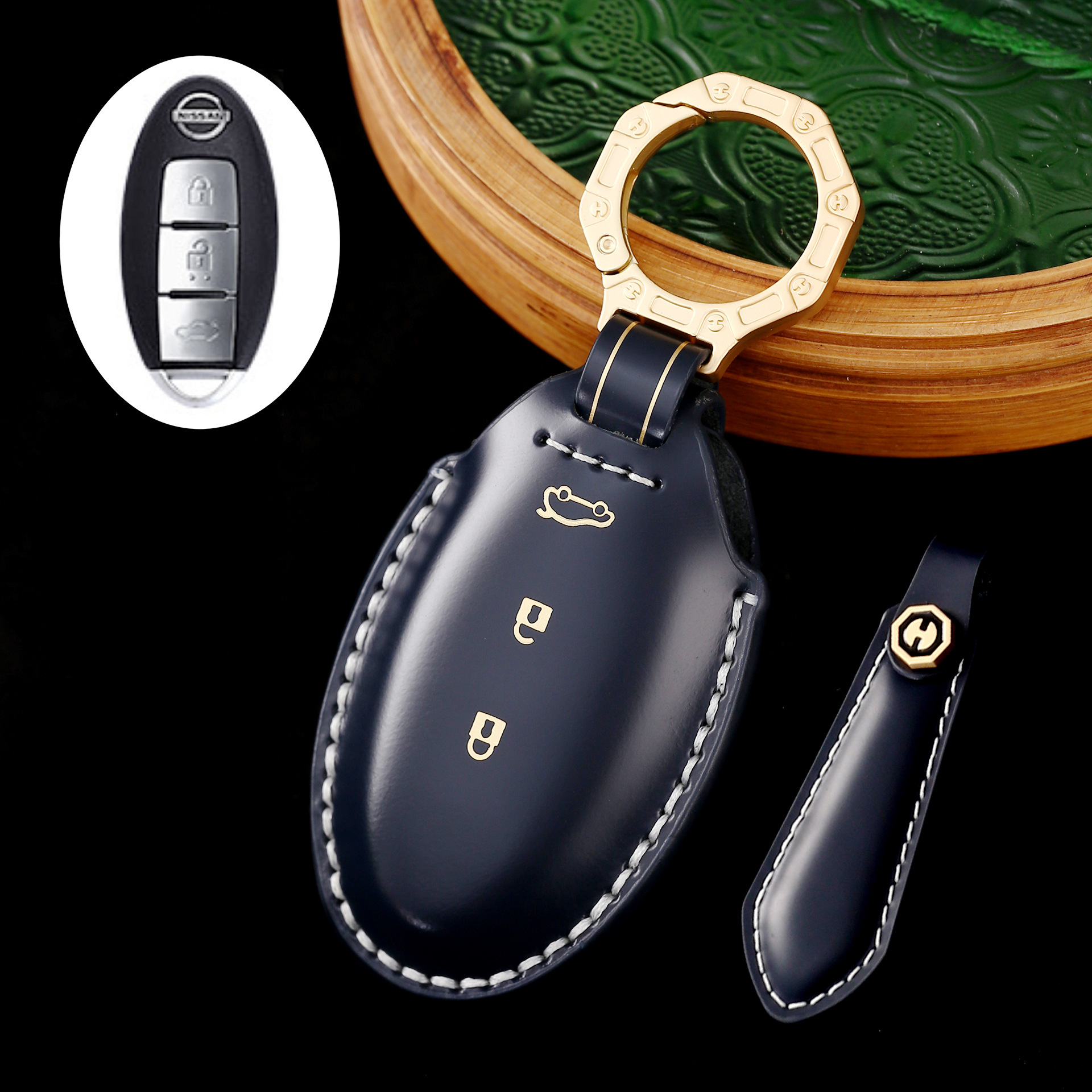 Key Fob Cover For Nissan,Cordovan Leather