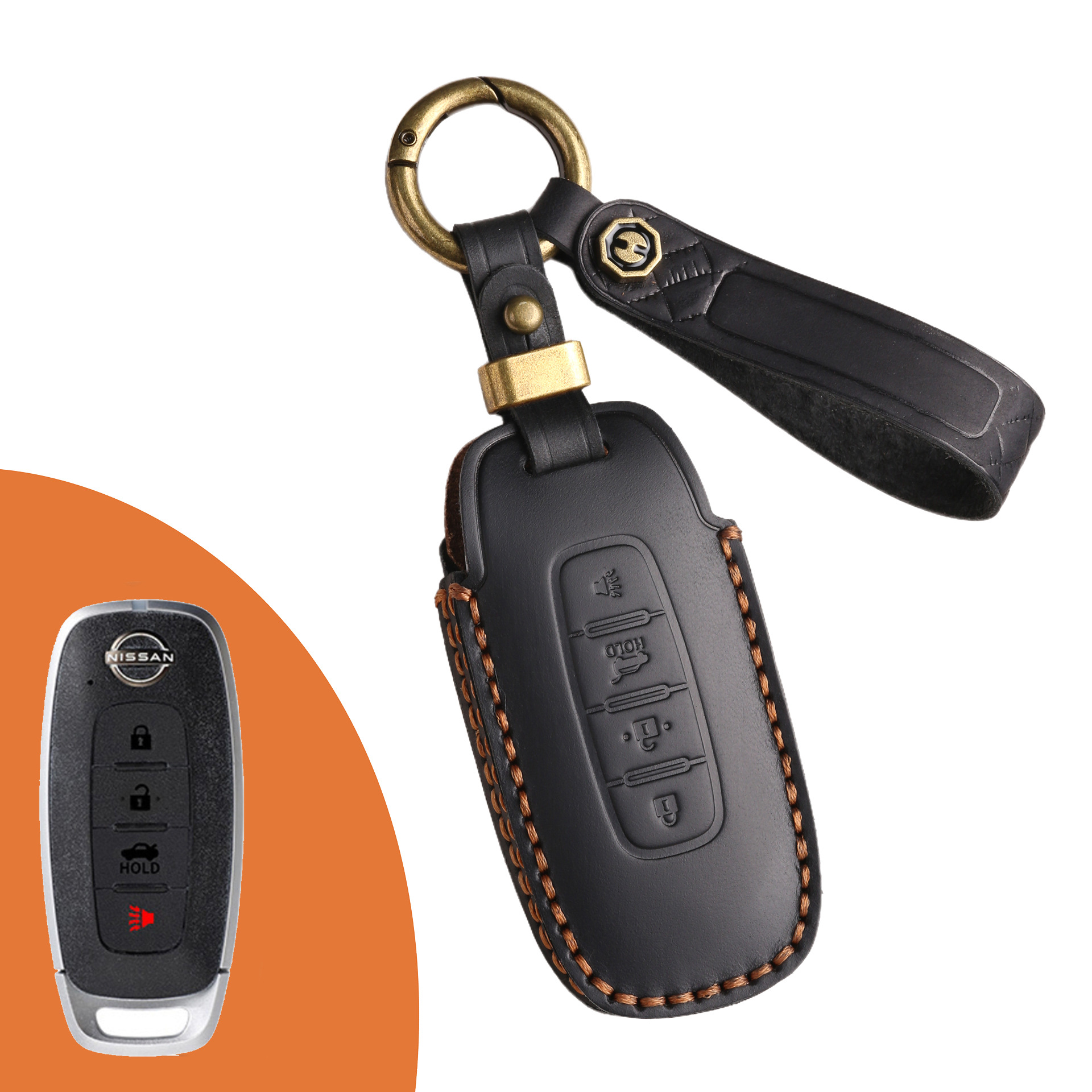 Key Fob Cover For Nissan Teana,Crazy Horse Leather