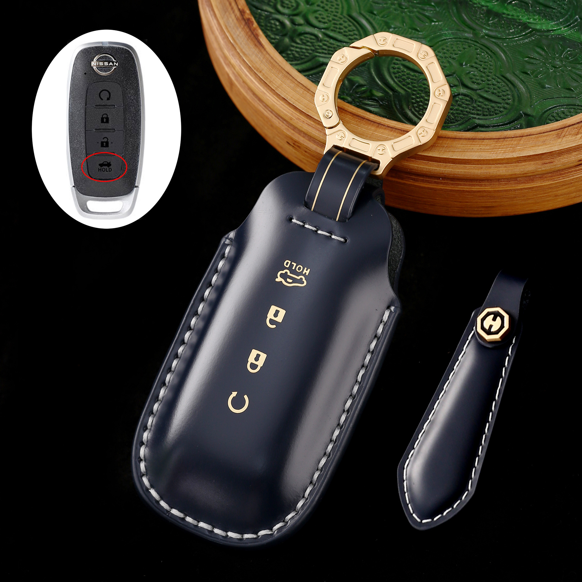 Key Fob Cover For Nissan Teana,Cordovan Leather