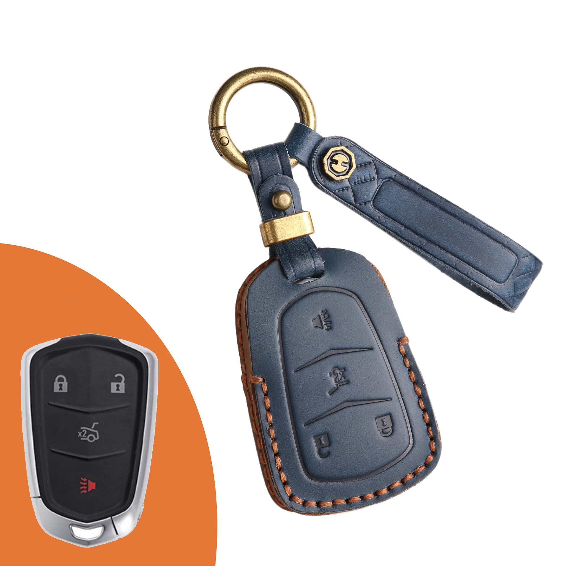 Key Fob Cover For Cadillac,Crazy Horse Leather