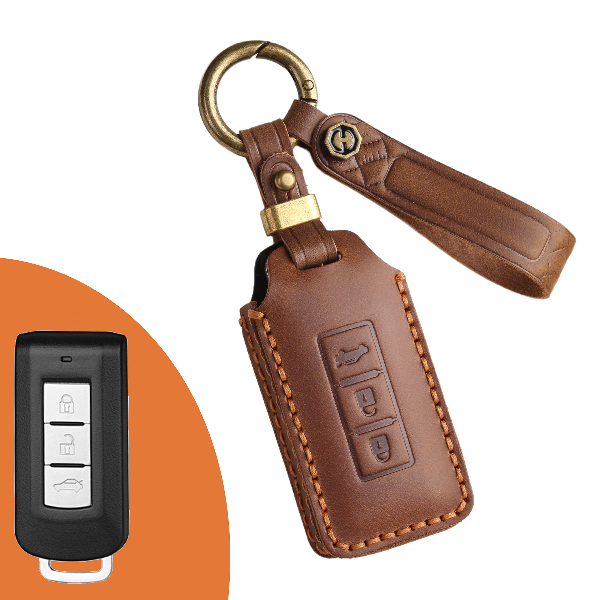 Key Fob Cover For Mitsubishi ,Crazy Horse Leather