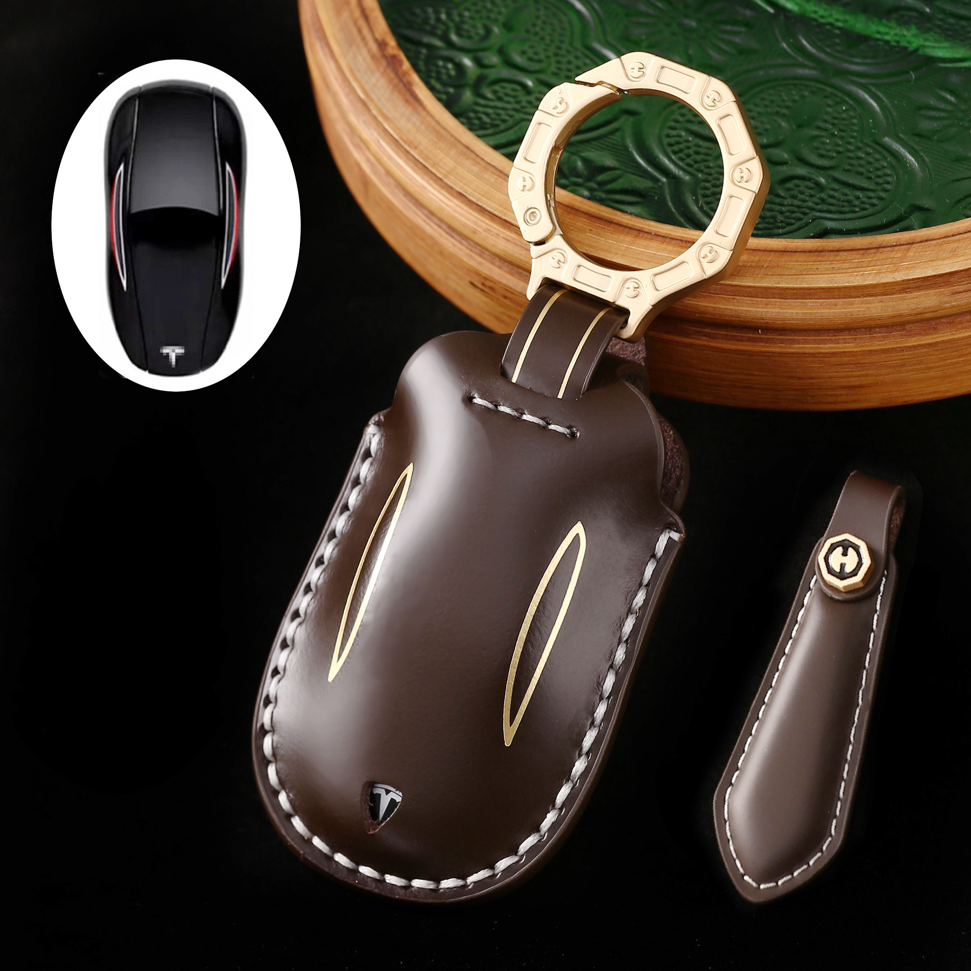 Key Fob Cover For Tesla,Cordovan Leather