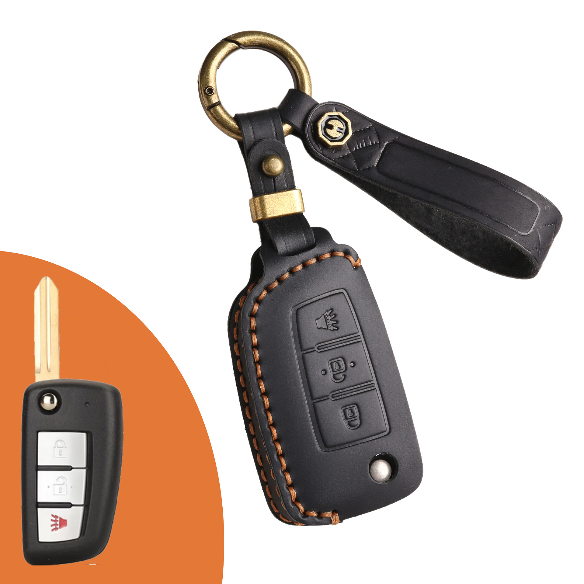 Key Fob Cover For Nissan,Crazy Horse Leather