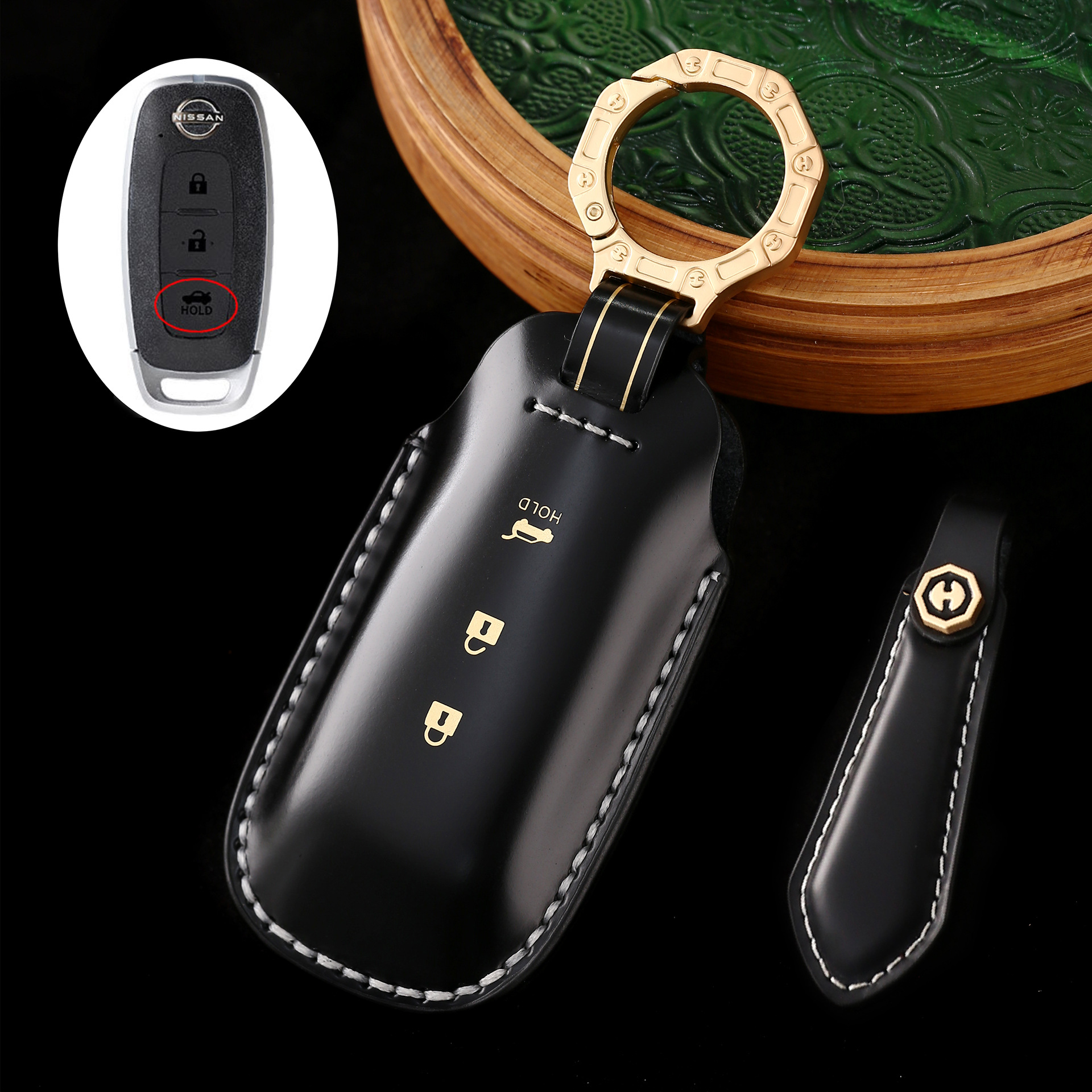 Key Fob Cover For Nissan Teana,Cordovan Leather