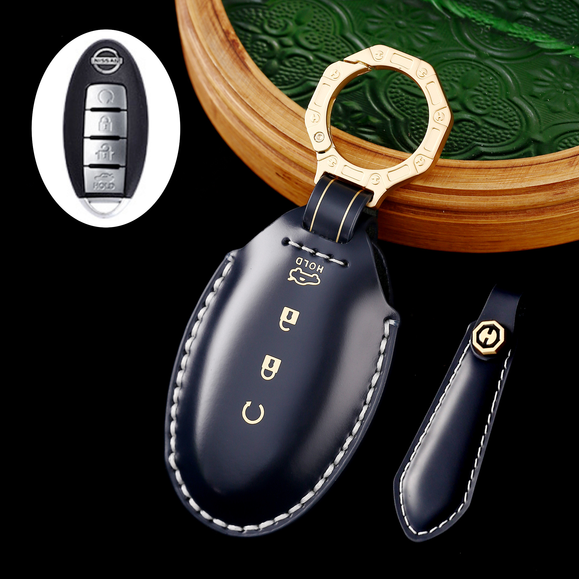 Key Fob Cover For Nissan,Cordovan Leather