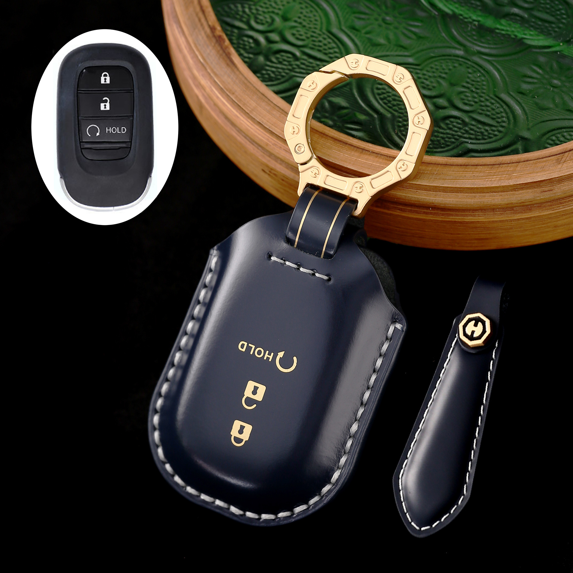 Key Fob Cover For Honda Fit,Cordovan Leather