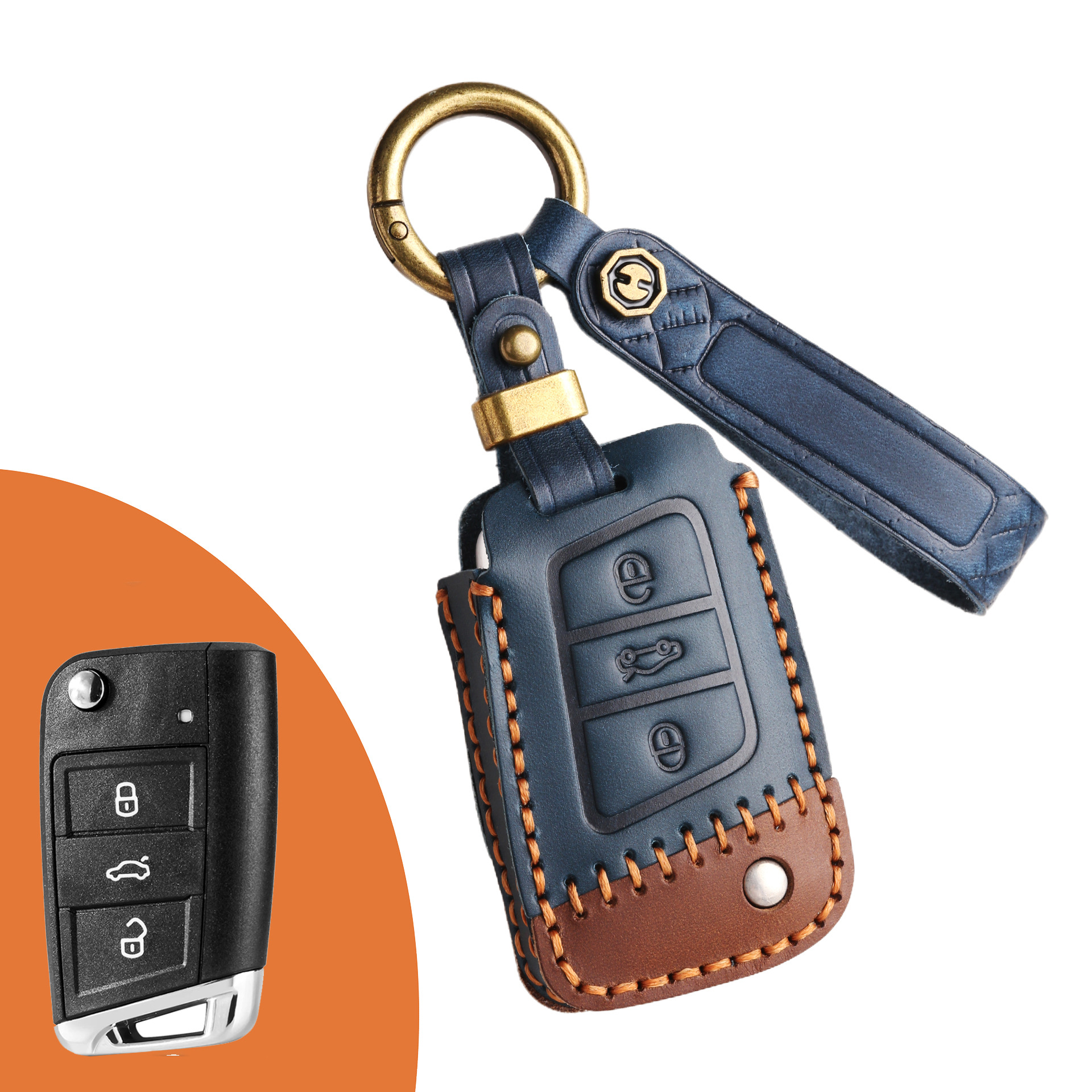 Key Fob Cover For Volkswagen Jetta,Crazy Horse Leather