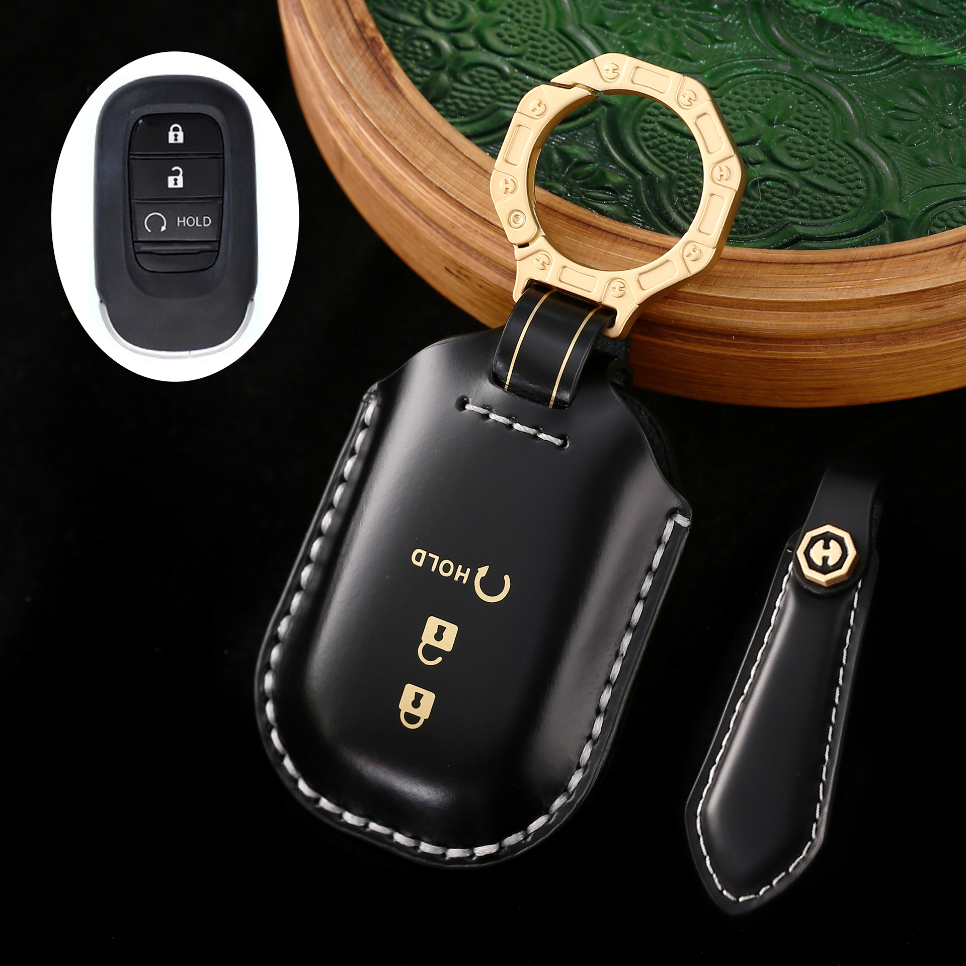 Key Fob Cover For Honda Fit,Cordovan Leather
